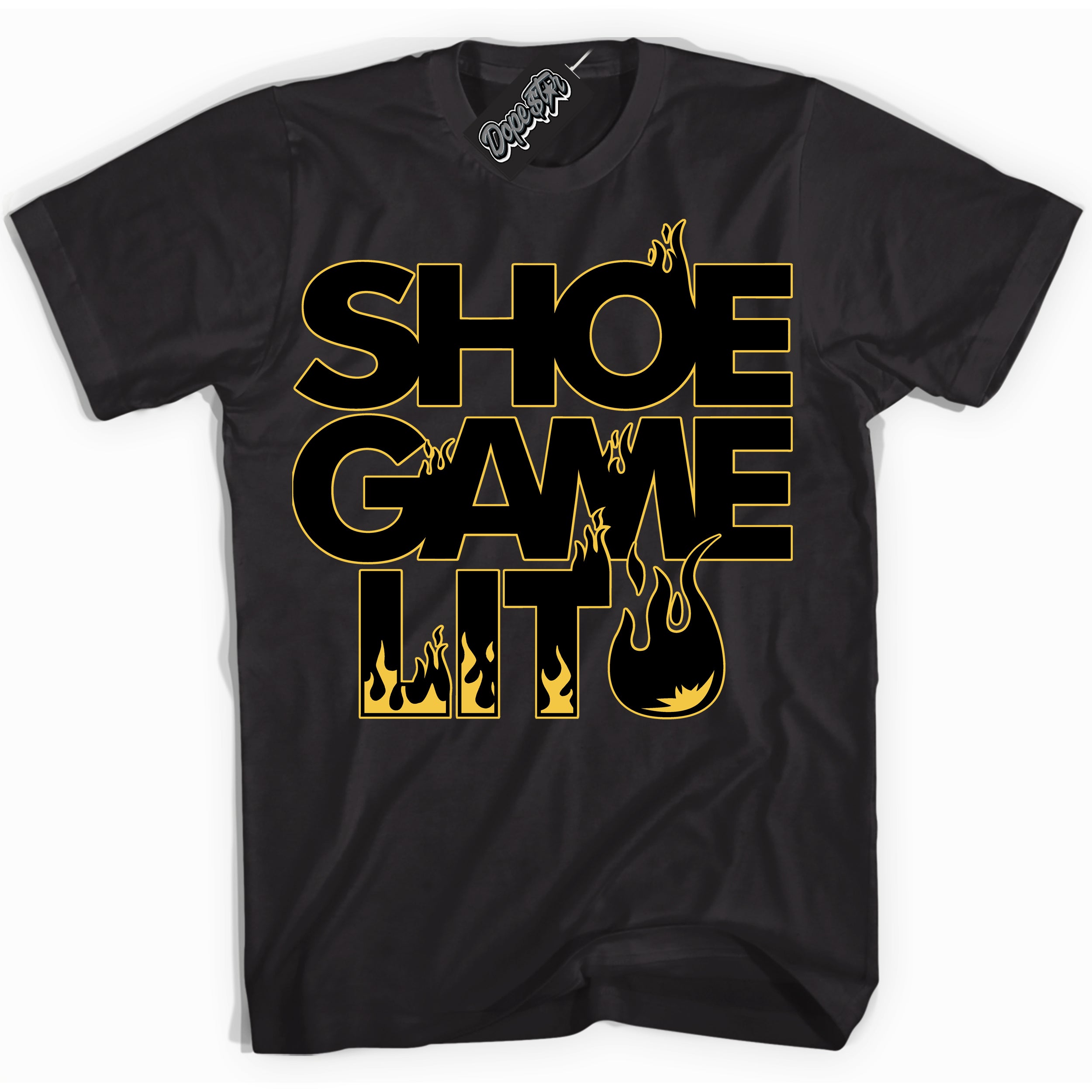 Cool Black Shirt with “ Shoe Game Lit ” design that perfectly matches Black Taxi 12s Sneakers.