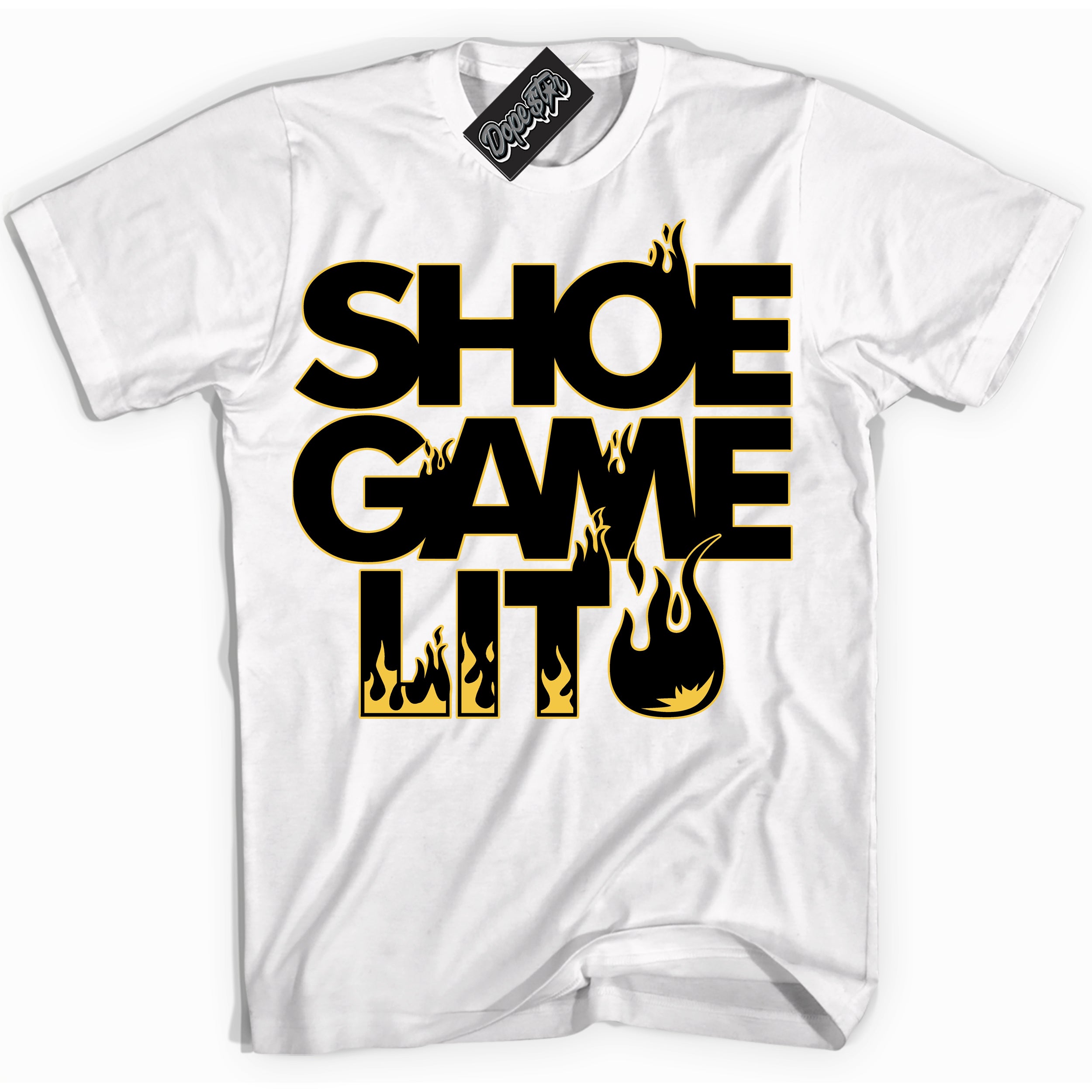 Cool White Shirt with “ Shoe Game Lit ” design that perfectly matches Black Taxi 12s Sneakers.