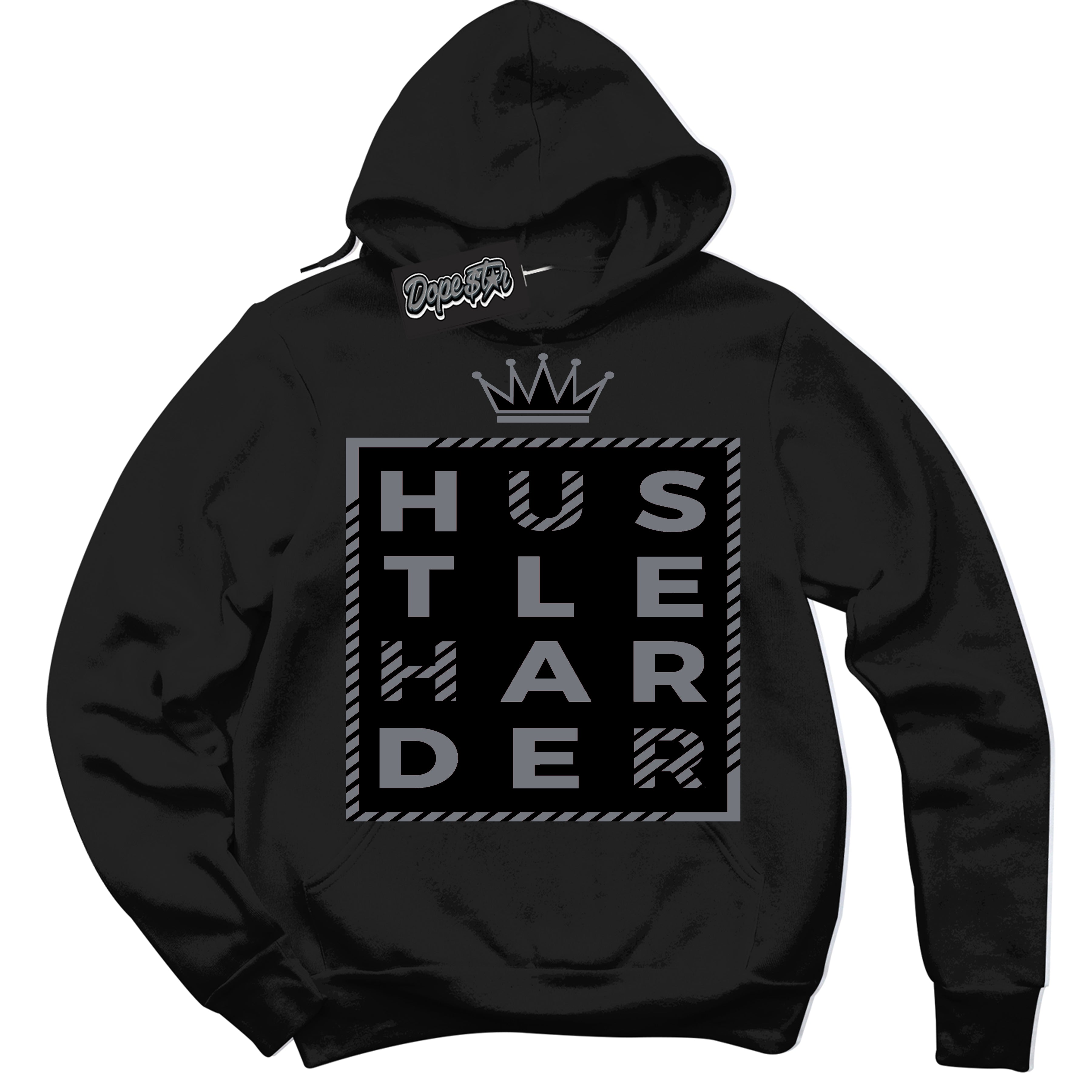 AJ12 Retro Barons ‘Hustle Harder – Black Streetwear Hoodie | Sneaker Matching sweatshirt for AJ12 Retro Barons | Graphic Hoodie for Men & Women Streetwear by Sneaker Shirts Outlet.