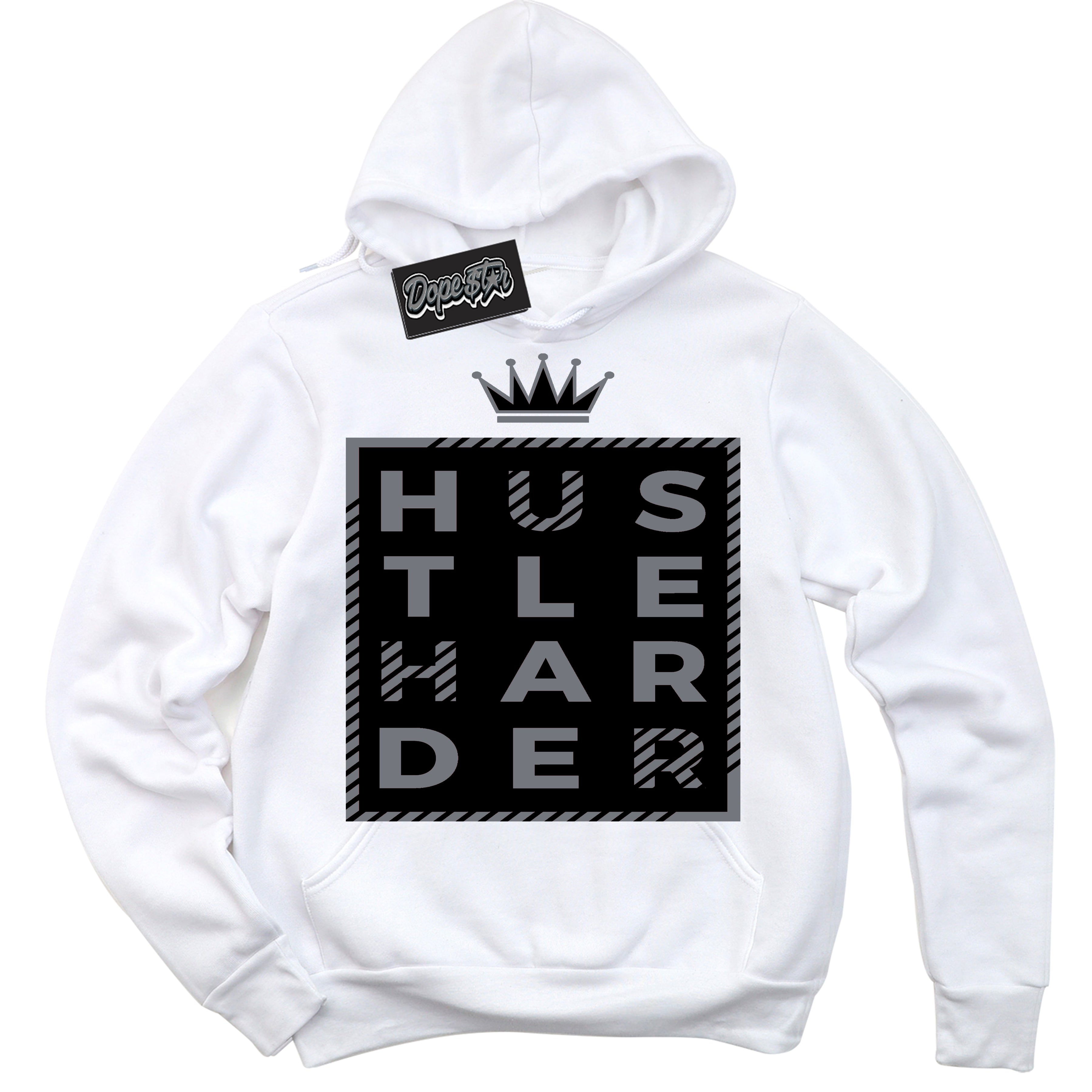 AJ12 Retro Barons ‘Hustle Harder – White Streetwear Hoodie | Sneaker Matching sweatshirt for AJ12 Retro Barons | Graphic Hoodie for Men & Women Streetwear by Sneaker Shirts Outlet.