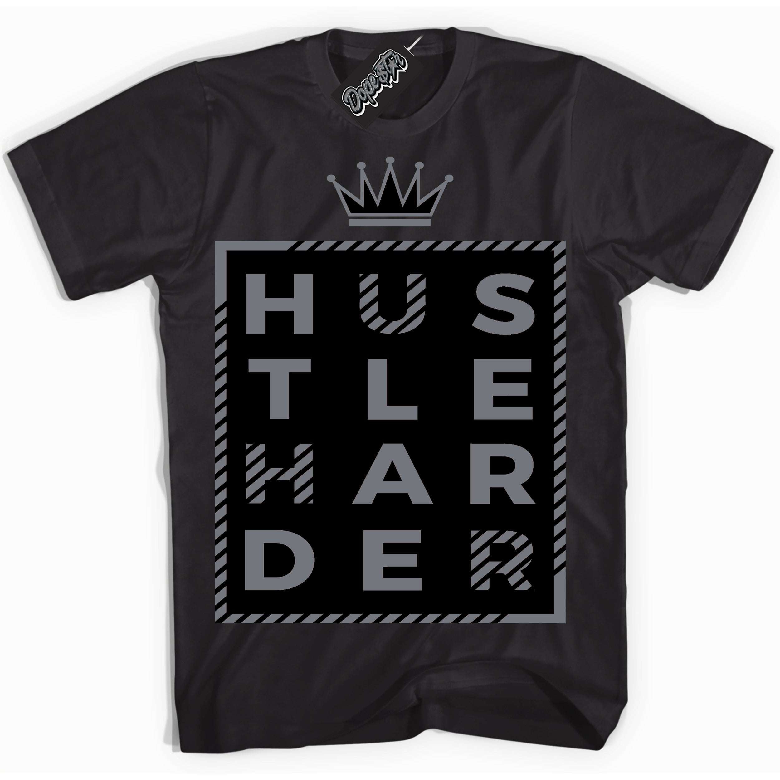 AJ12 Retro Barons ‘Hustle Harder – Black Streetwear T-Shirt | Sneaker Matching shirt for AJ12 Retro Barons | Graphic Tee for Men & Women Streetwear by Sneaker Shirts Outlet.