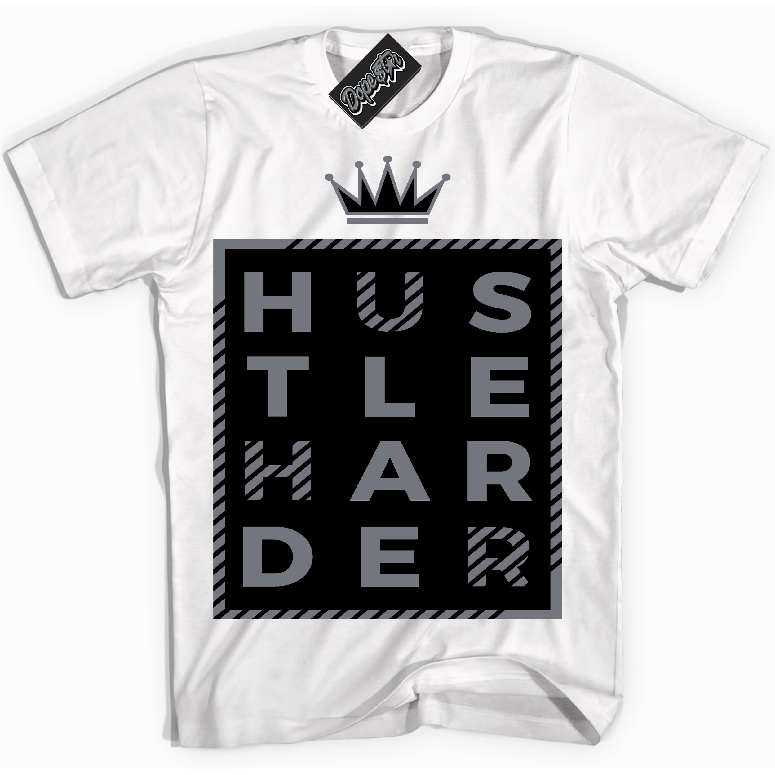 AJ12 Retro Barons ‘Hustle Harder – White Streetwear T-Shirt | Sneaker Matching shirt for AJ12 Retro Barons | Graphic Tee for Men & Women Streetwear by Sneaker Shirts Outlet.