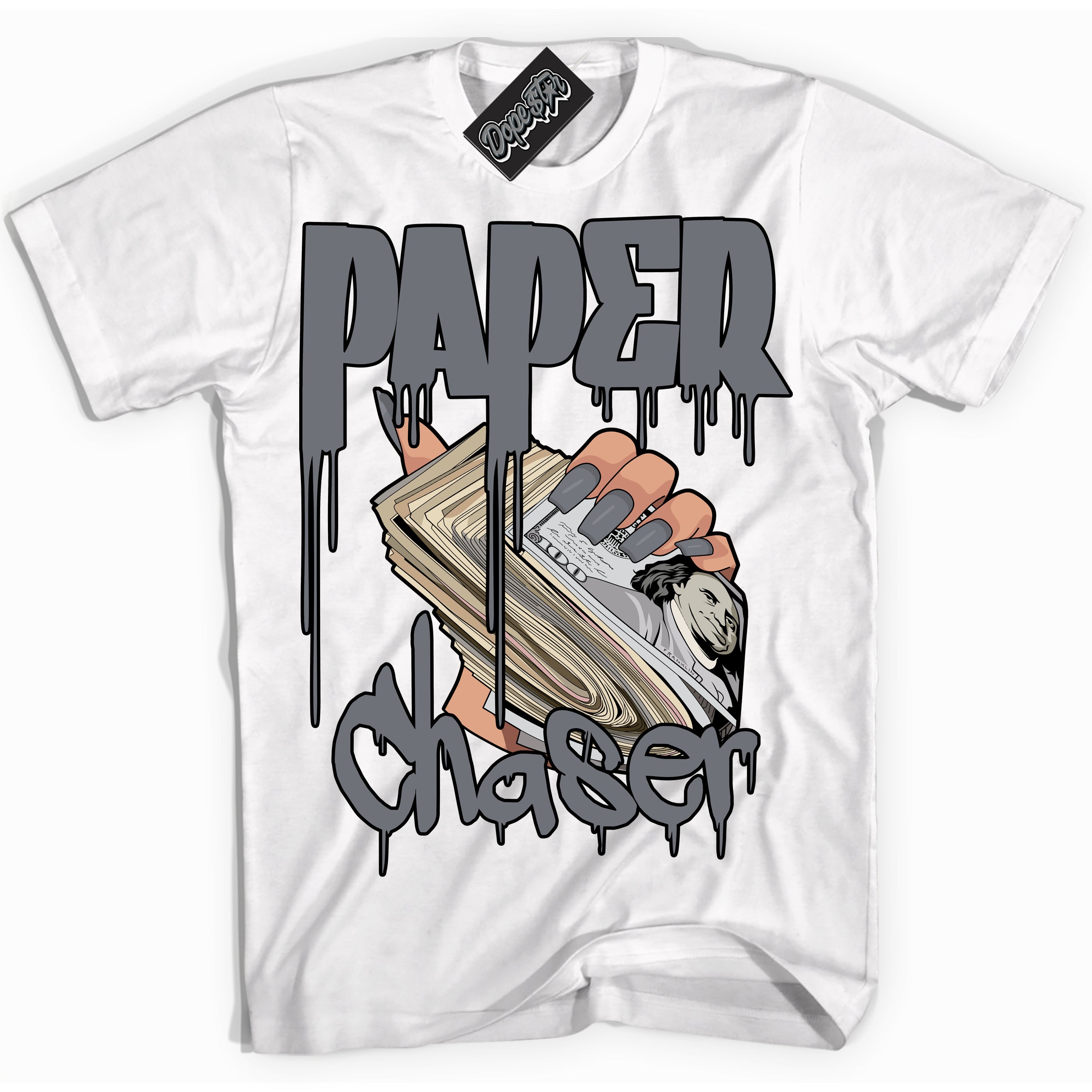 AJ12 Retro Barons ‘Paper Chaser – White Streetwear T-Shirt | Sneaker Matching shirt for AJ12 Retro Barons | Graphic Tee for Men & Women Streetwear by Sneaker Shirts Outlet.