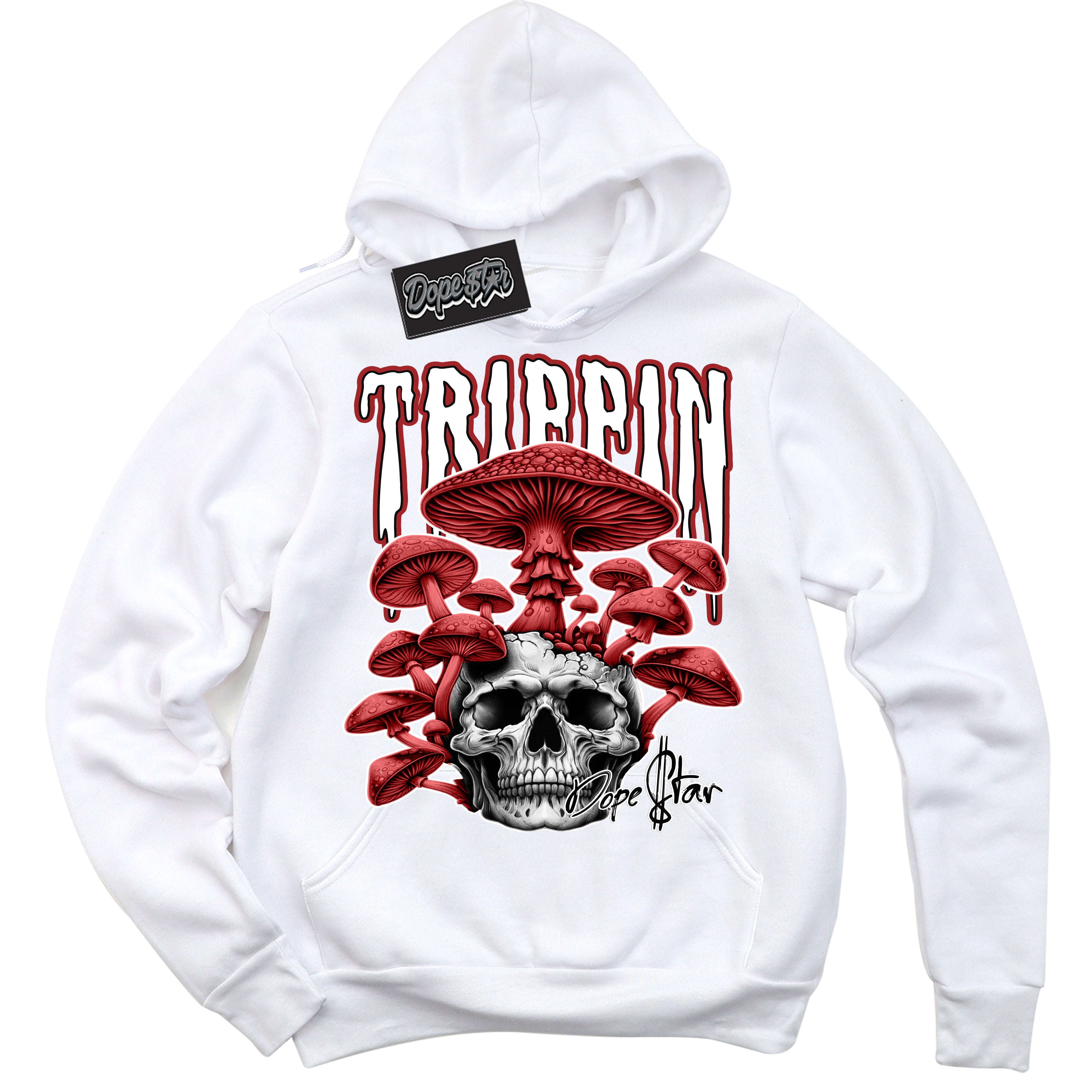 Cool White Hoodie with “ Trippin”  design that Perfectly Matches Cherry 12s Sneakers.