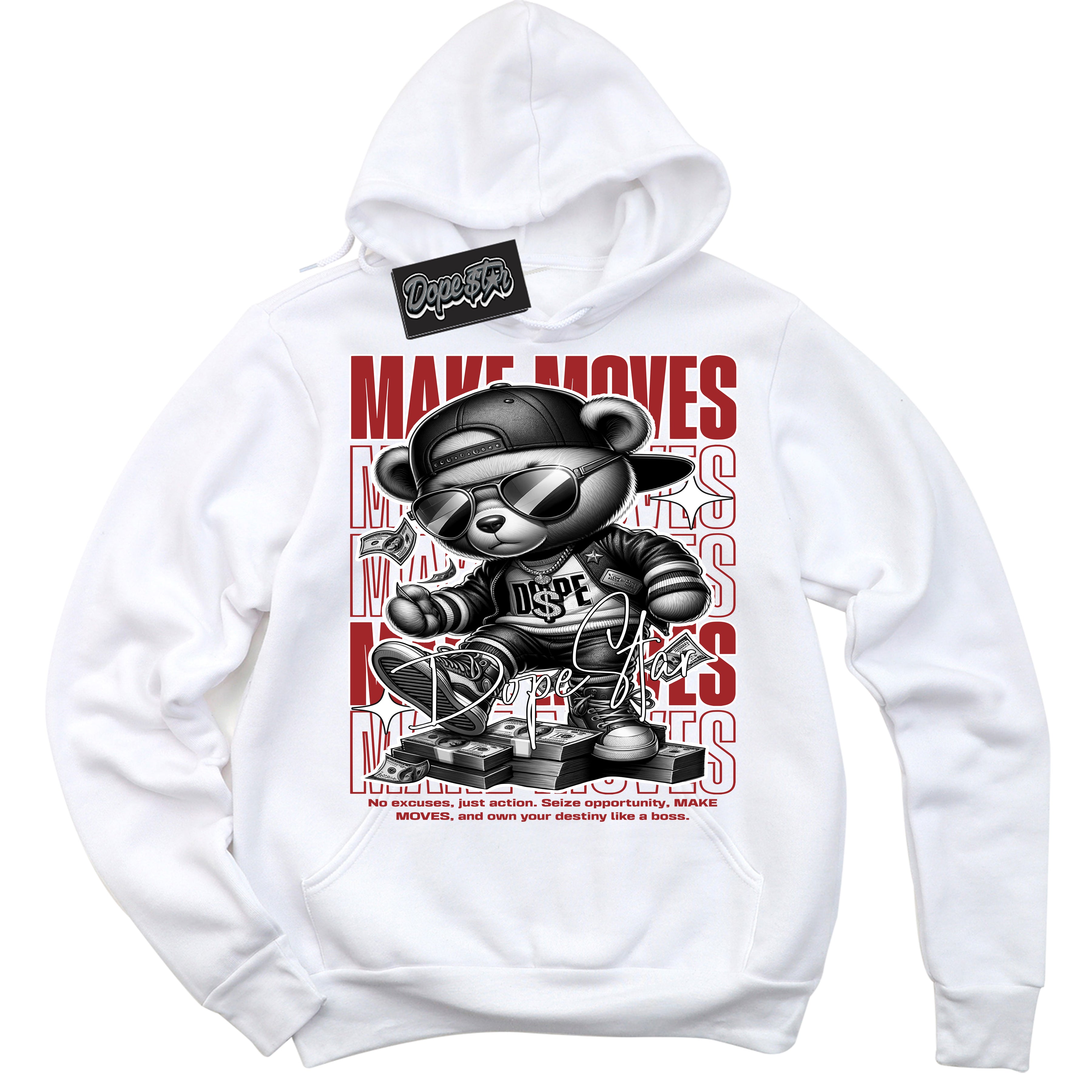 Cool White Hoodie with “ Makin Moves ”  design that Perfectly Matches Cherry 12s Sneakers.