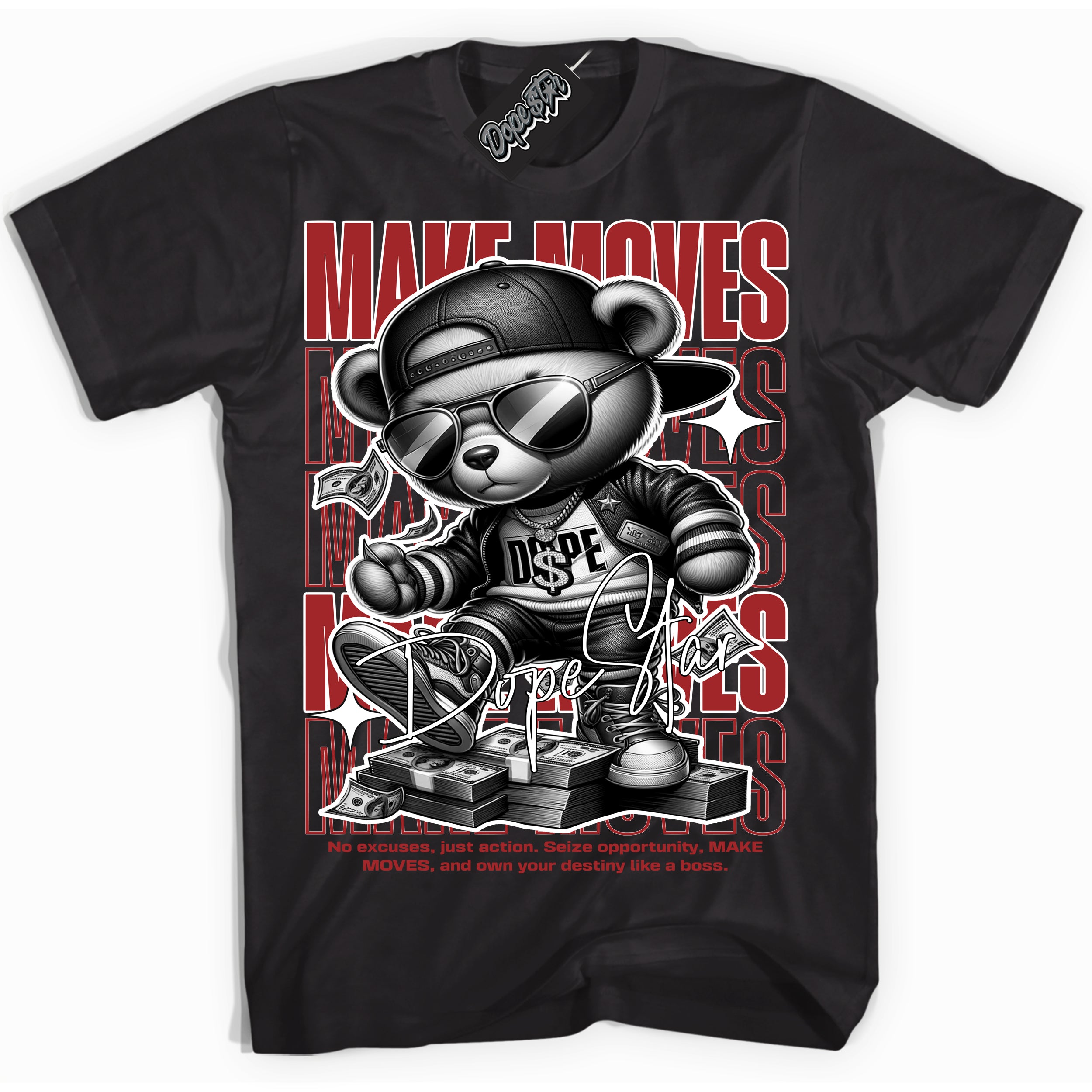 Cool Black Shirt with “ Makin Moves” design that perfectly matches Cherry 12s Sneakers.