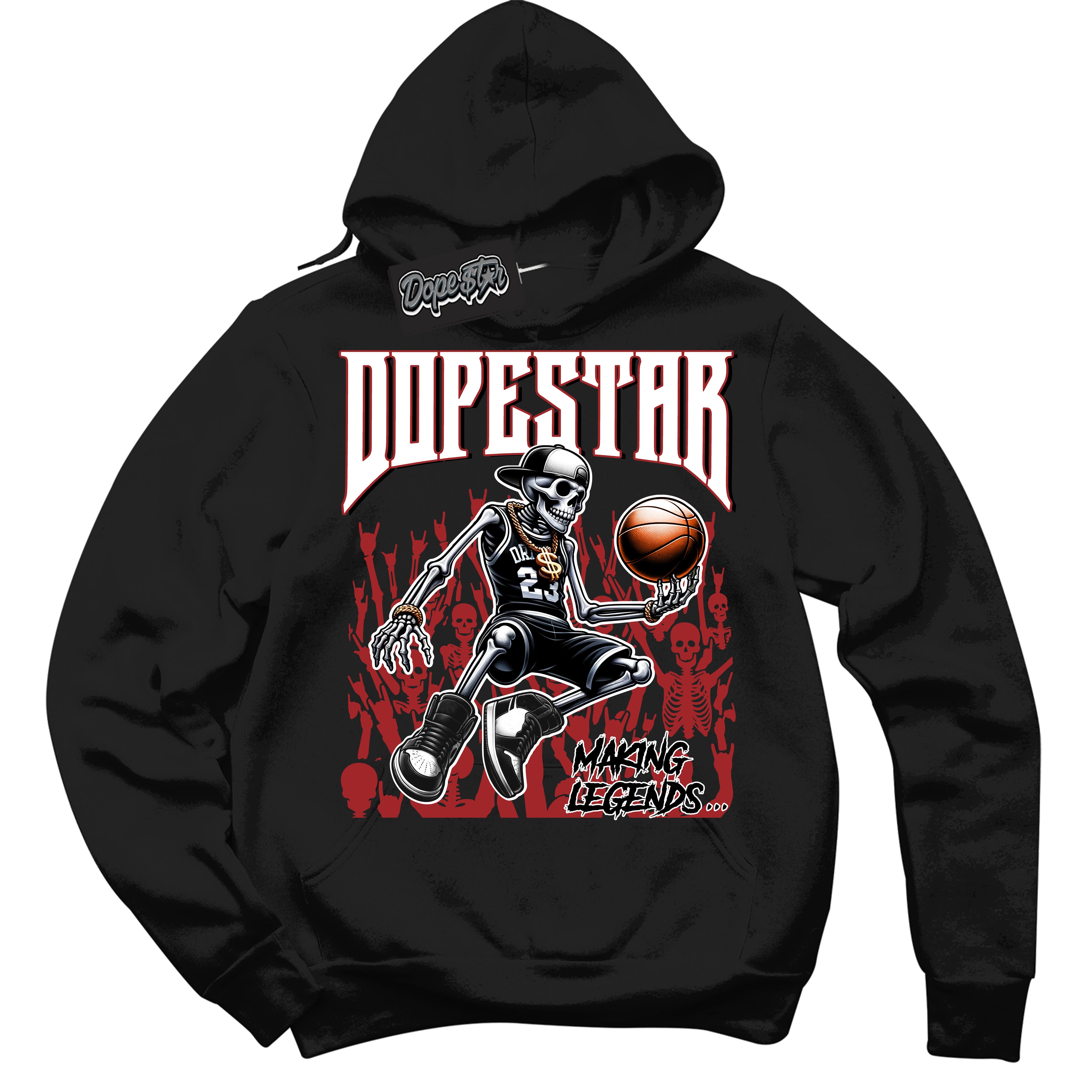 Cool Black Hoodie with “ Making Legends ”  design that Perfectly Matches Cherry 12s Sneakers.