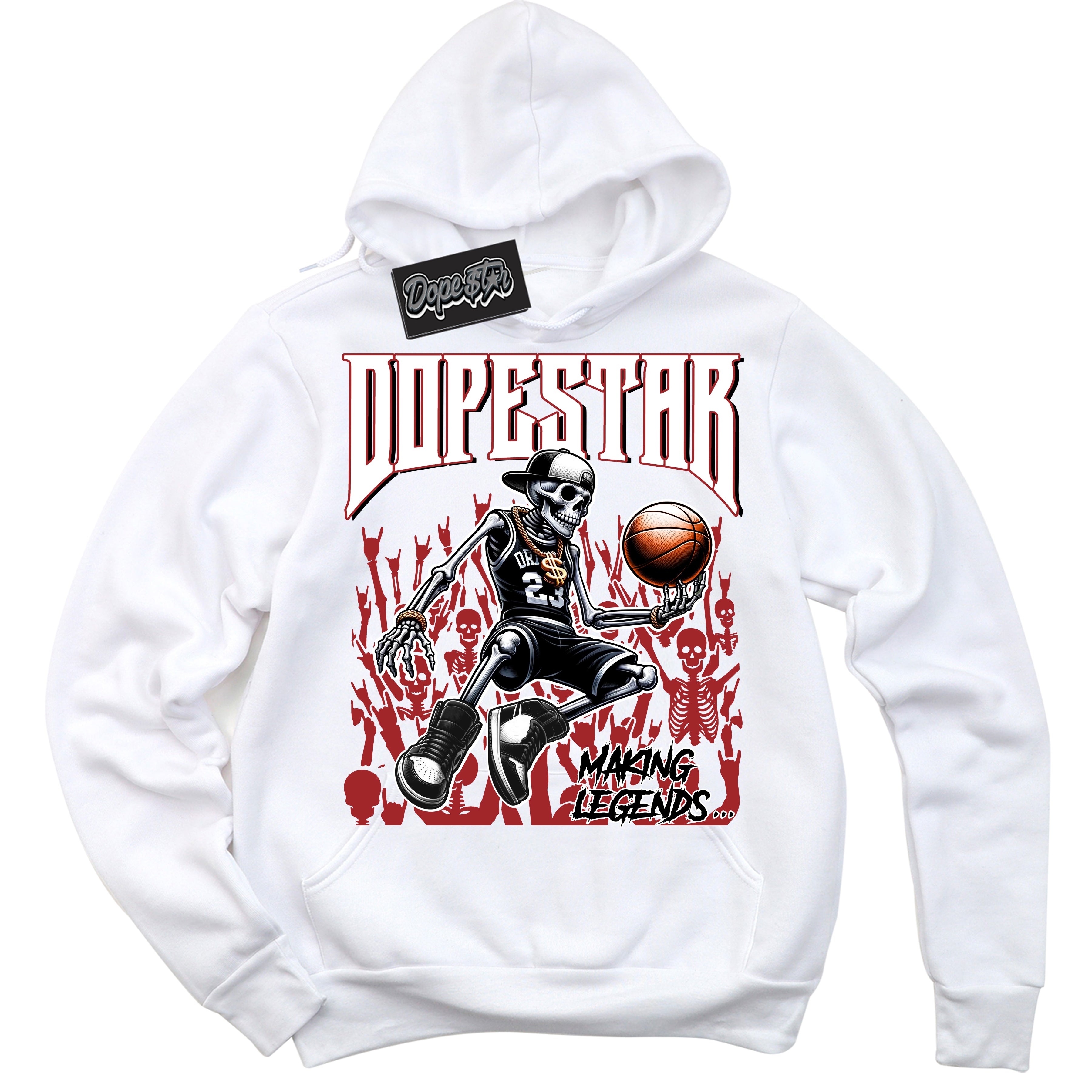 Cool White Hoodie with “ Making Legends ”  design that Perfectly Matches Cherry 12s Sneakers.