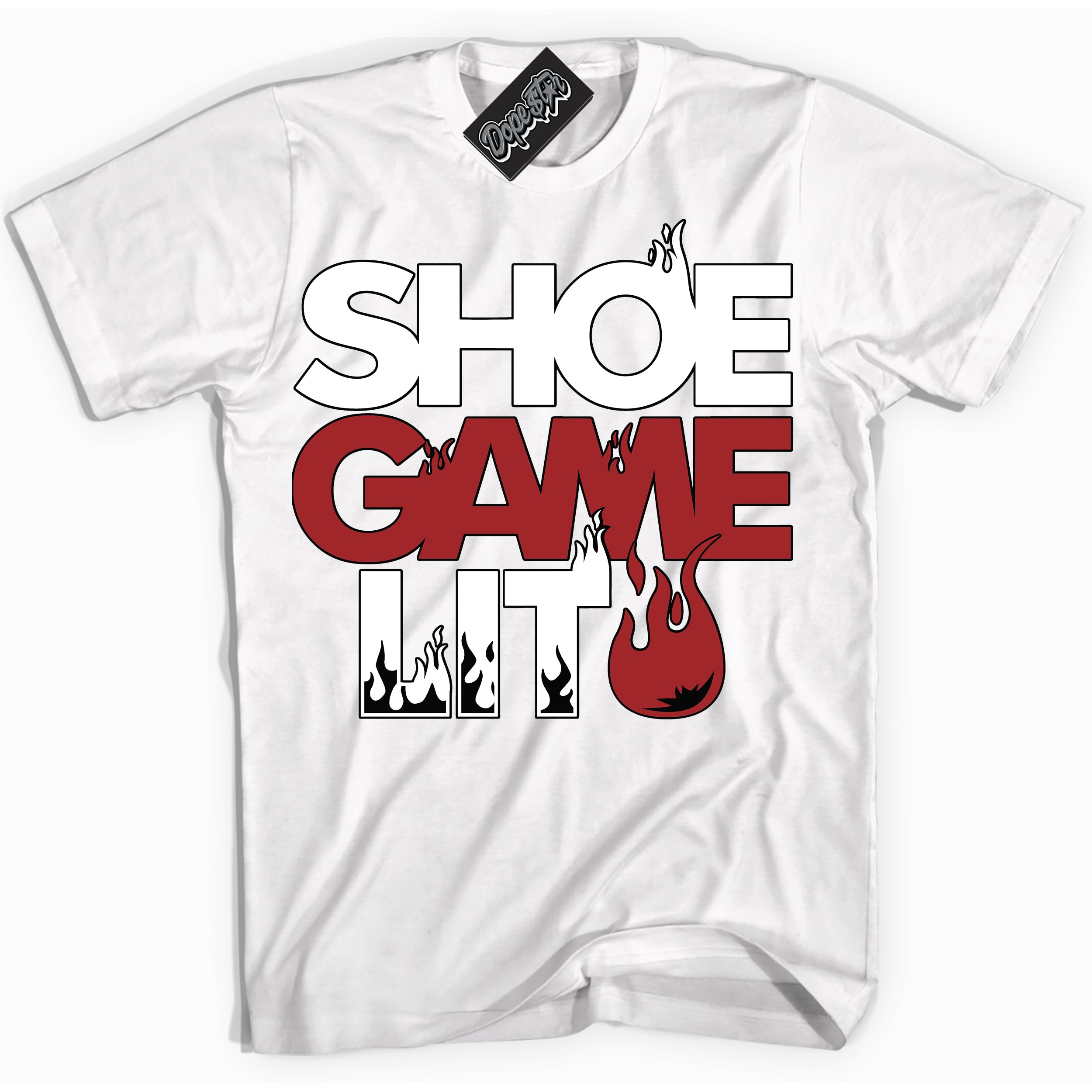 Cool White Shirt with “ Shoe Game Lit ” design that perfectly matches Cherry 12s Sneakers.