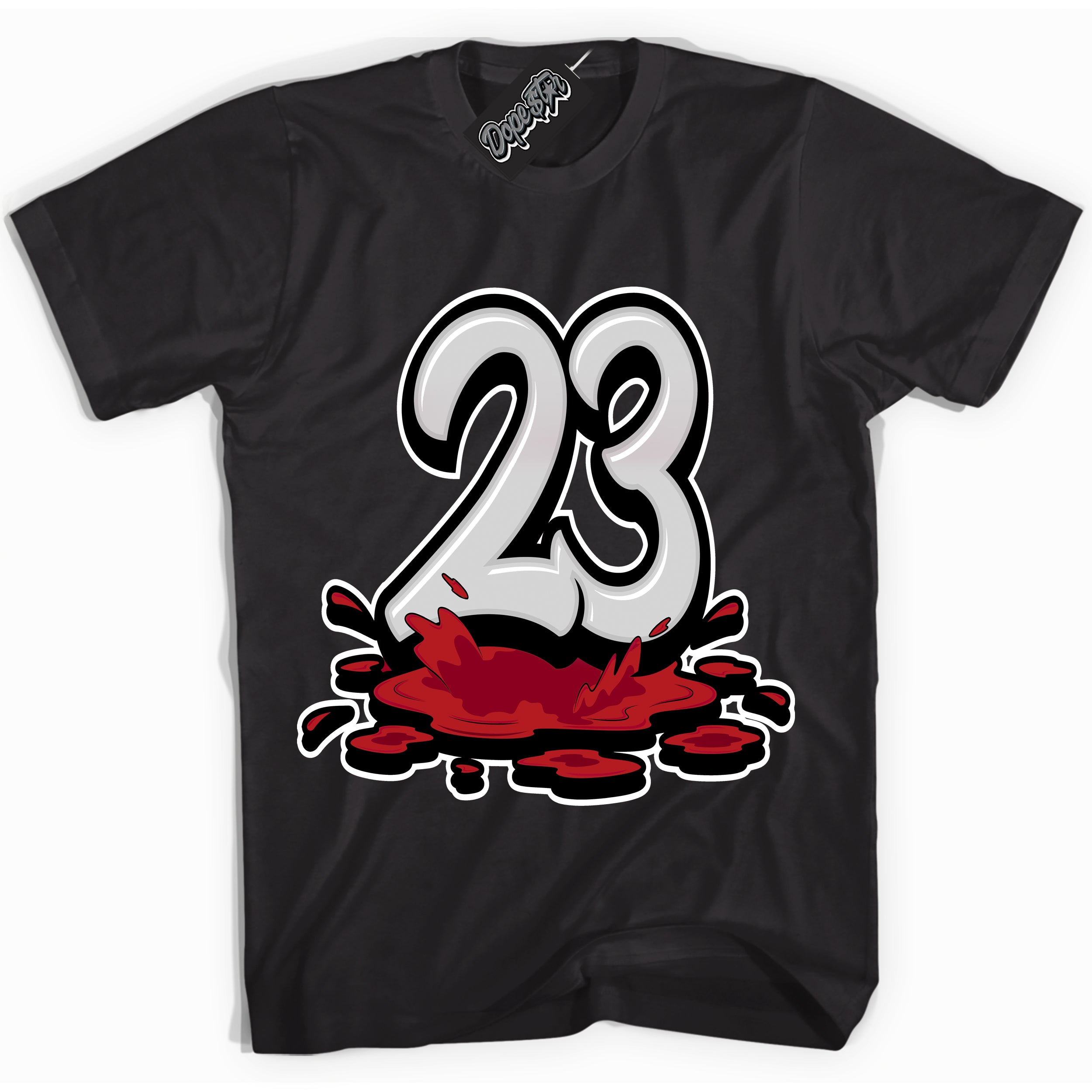 Cool Black Shirt with “ 23 Melting” design that perfectly matches Taxi Flip 12s Sneakers.