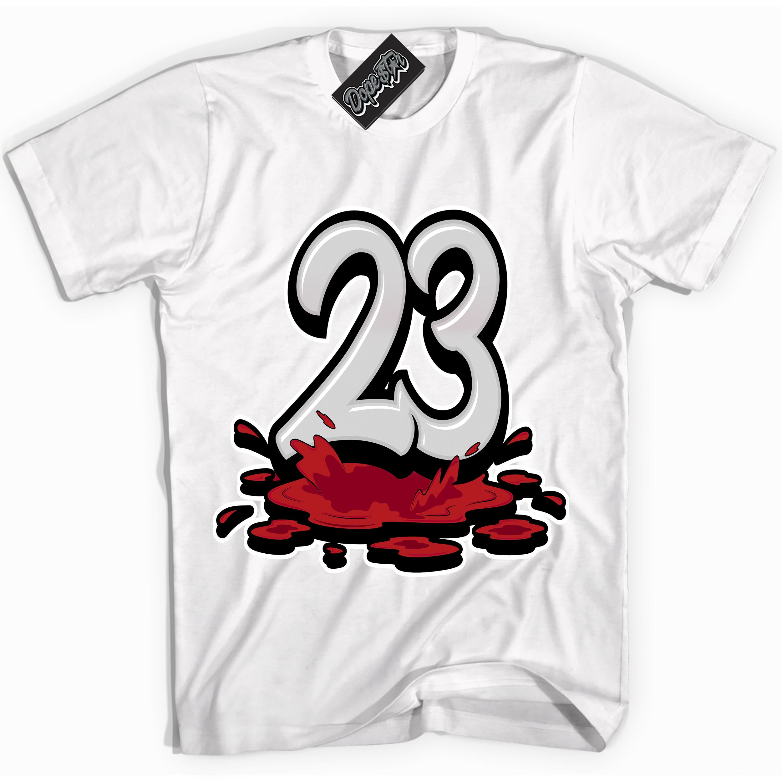 Cool White Shirt with “ 23 Melting” design that perfectly matches Taxi Flip 12s Sneakers.