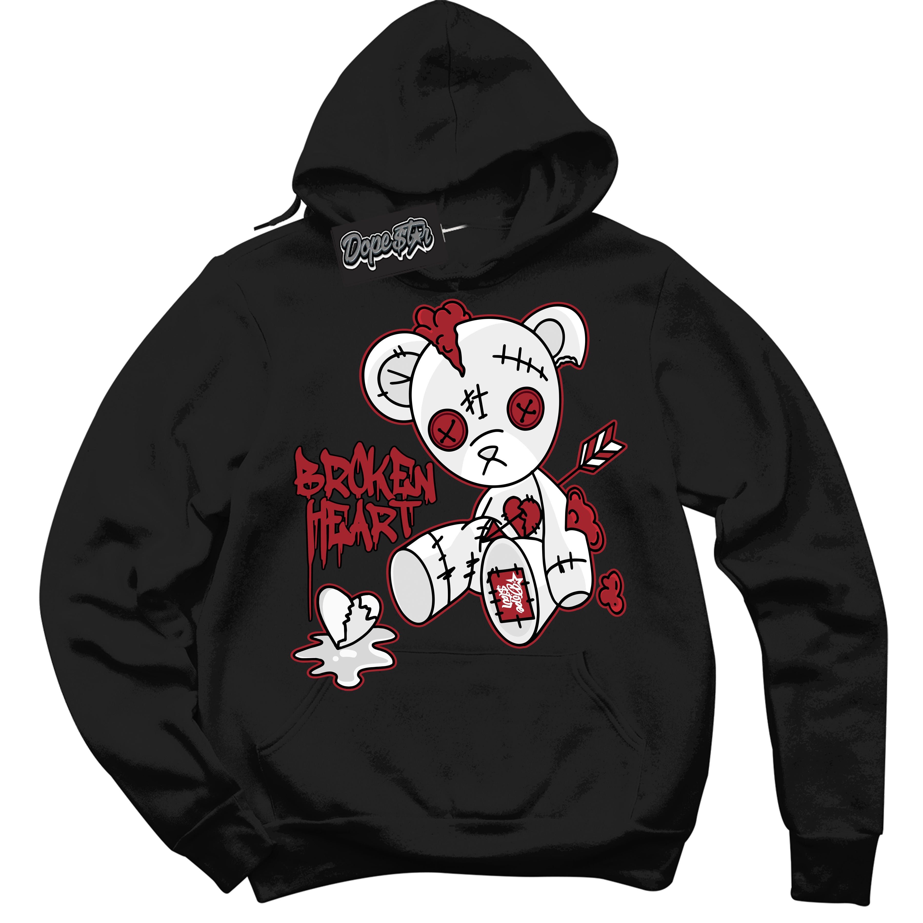 Cool Black Hoodie with “ Broken Heart Bear ”  design that Perfectly Matches Taxi Flip 12s Sneakers.