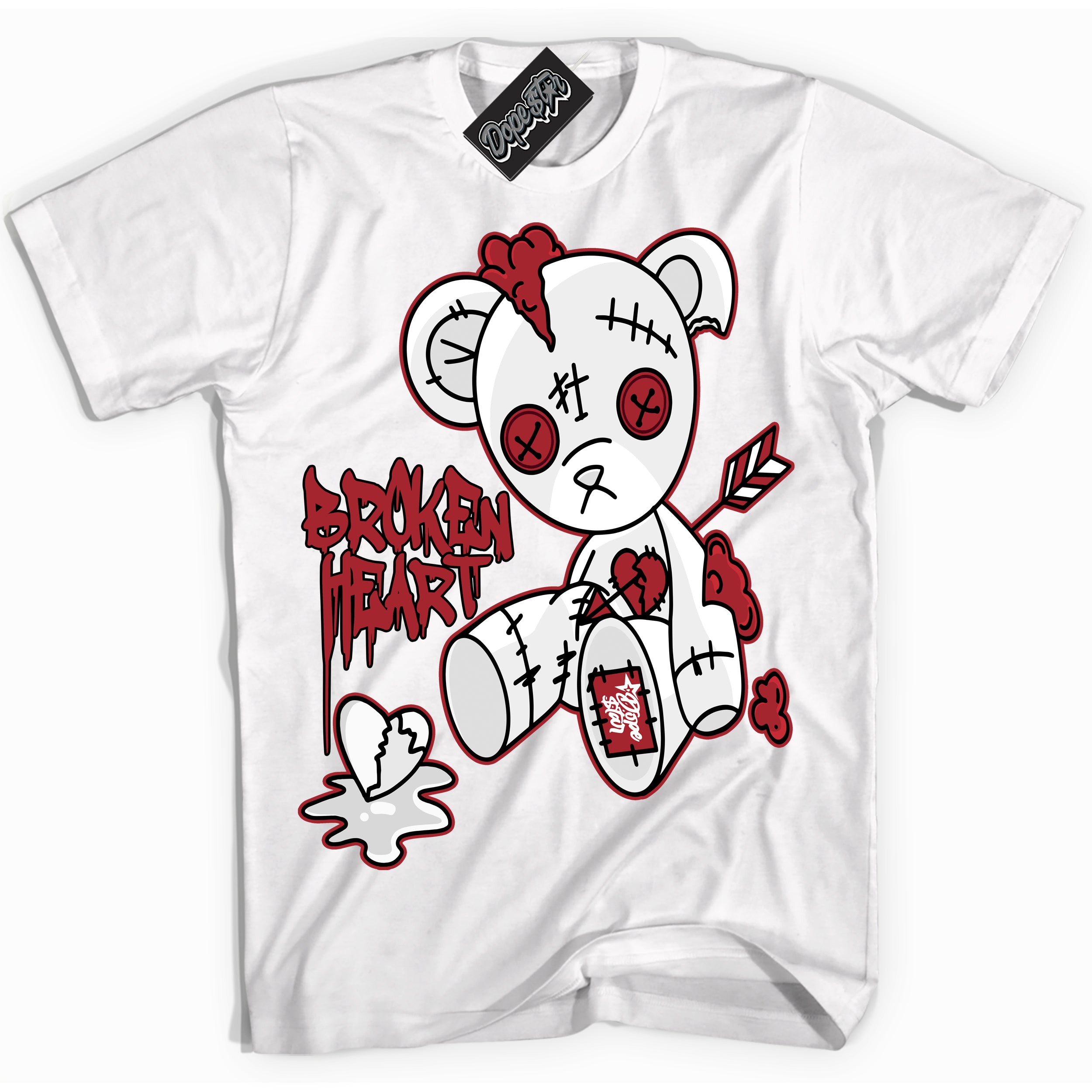 Cool White Shirt with “ Broken Heart Bear” design that perfectly matches Taxi Flip 12s Sneakers.