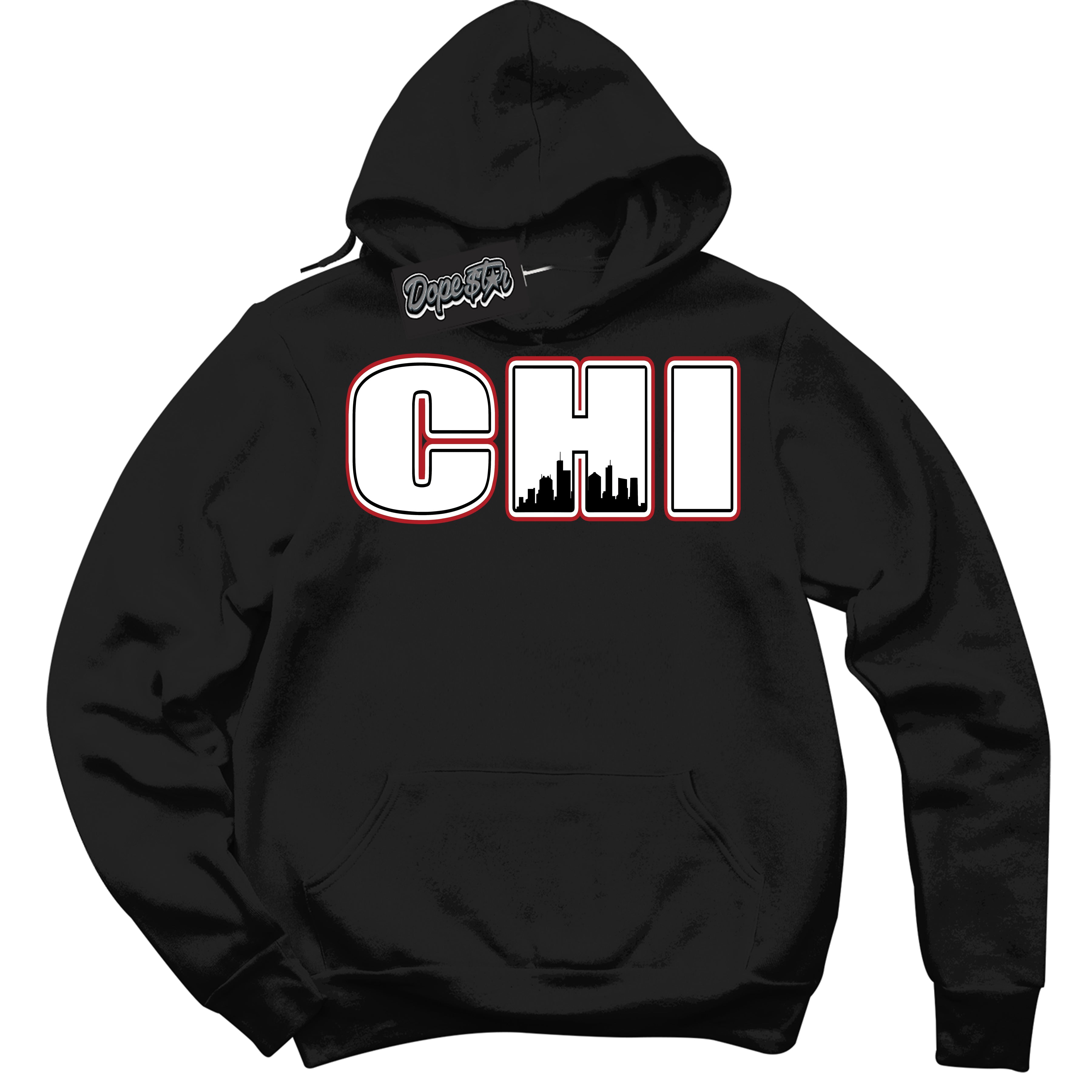 Cool Black Hoodie with “ Chicago ”  design that Perfectly Matches Taxi Flip 12s Sneakers.