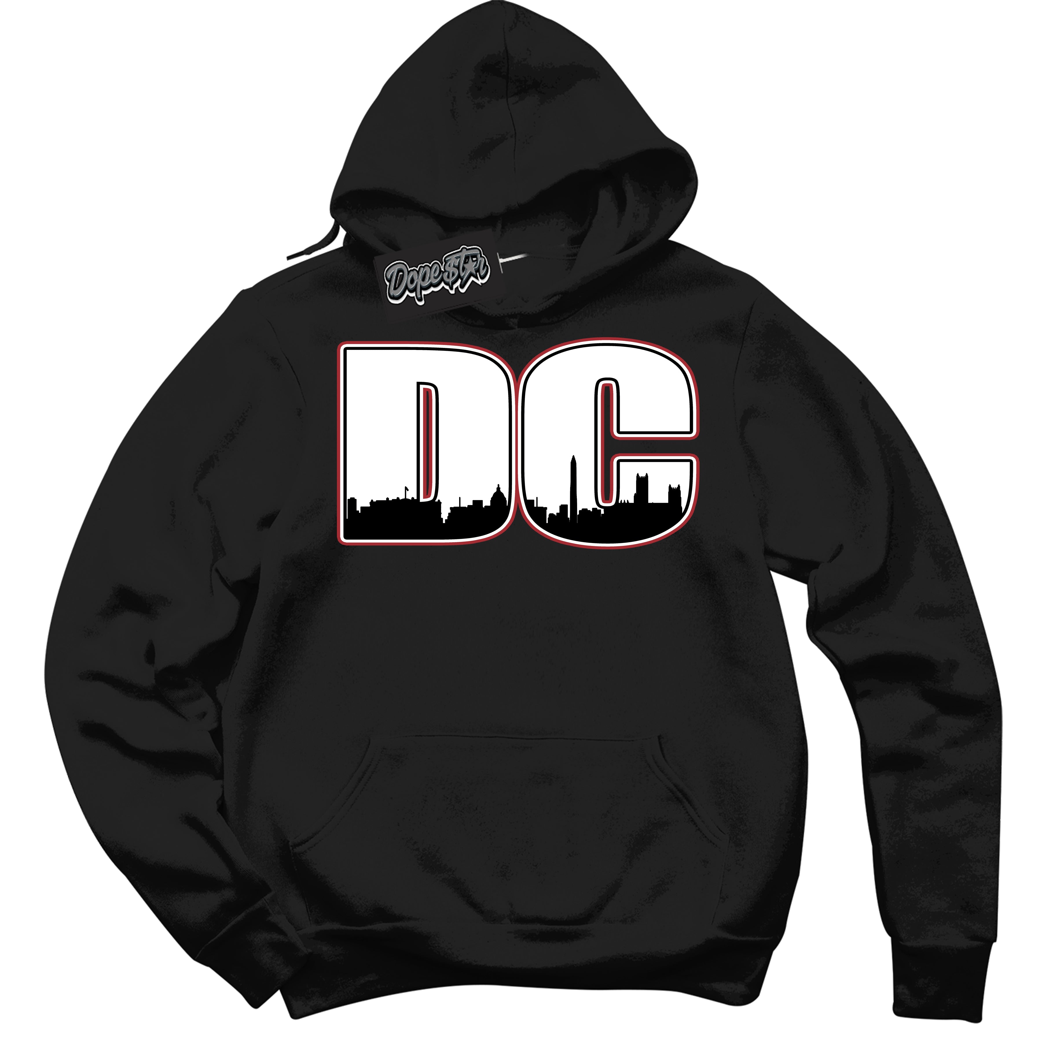 Cool Black Hoodie with “ DC ”  design that Perfectly Matches Taxi Flip 12s Sneakers.