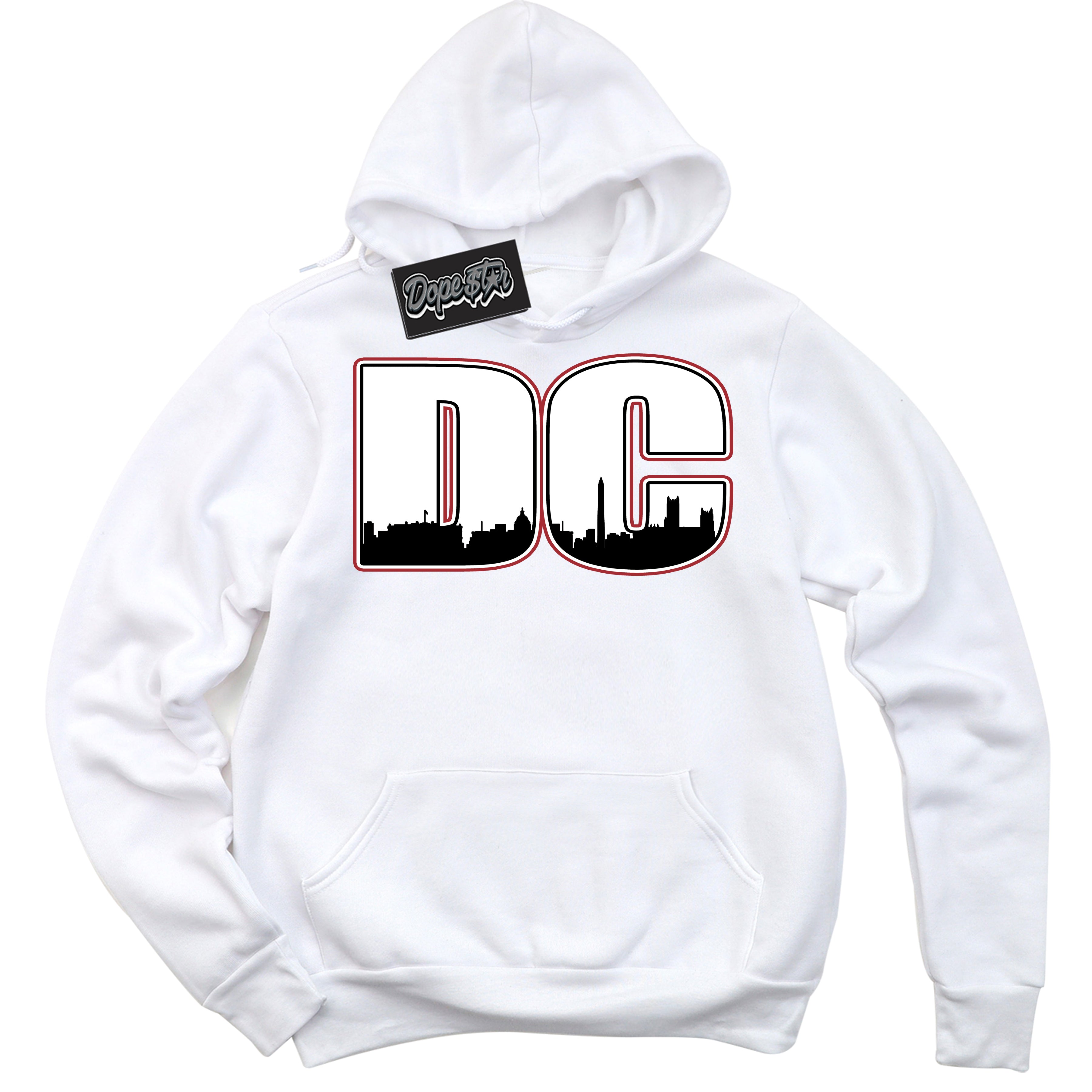 Cool White Hoodie with “ DC ”  design that Perfectly Matches Taxi Flip 12s Sneakers.