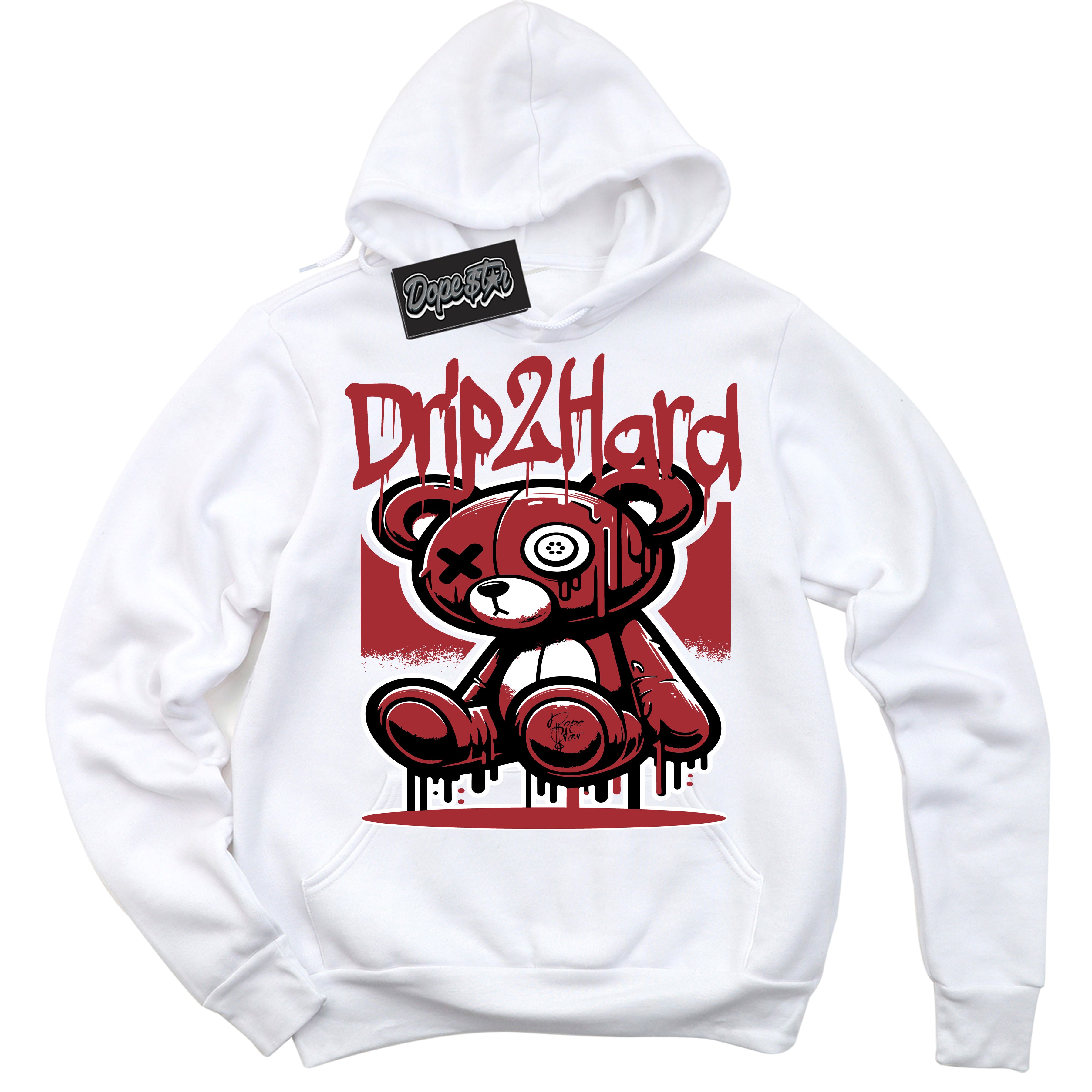 Cool White Hoodie with “ Drip 2 Hard ”  design that Perfectly Matches Taxi Flip 12s Sneakers.