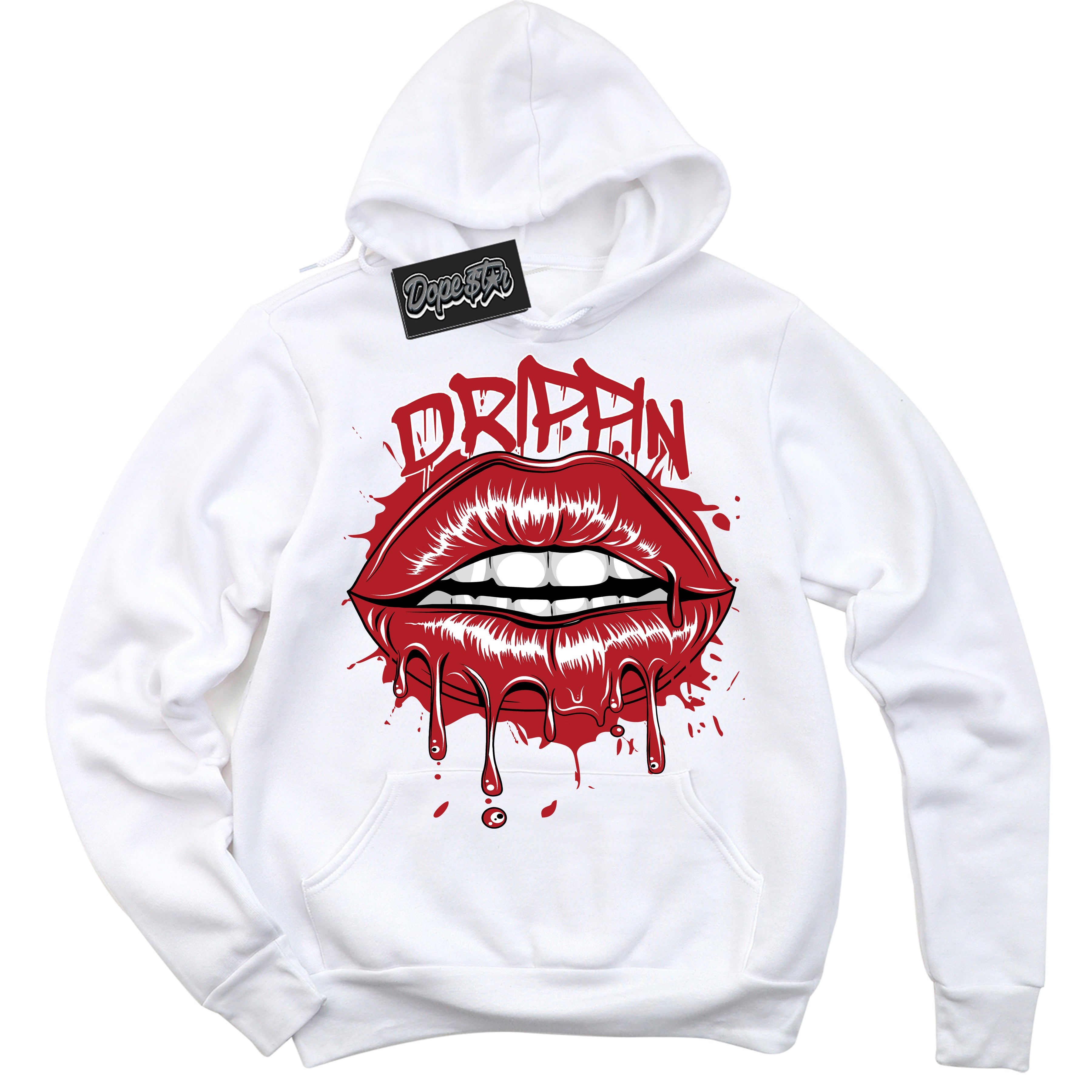 Cool White Hoodie with “ Drippin ”  design that Perfectly Matches Taxi Flip 12s Sneakers.