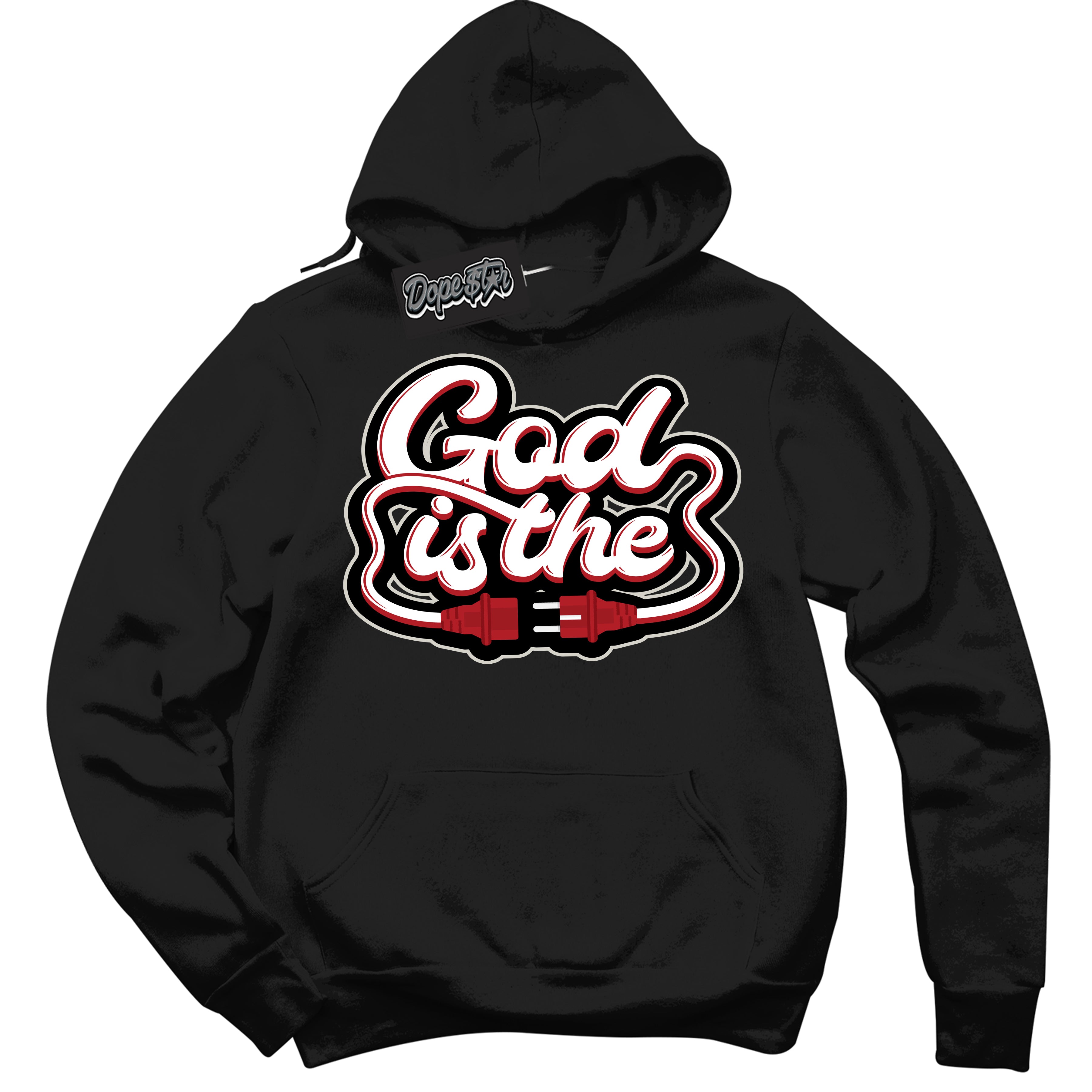 Cool Black Hoodie with “ God Is The ”  design that Perfectly Matches Taxi Flip 12s Sneakers.