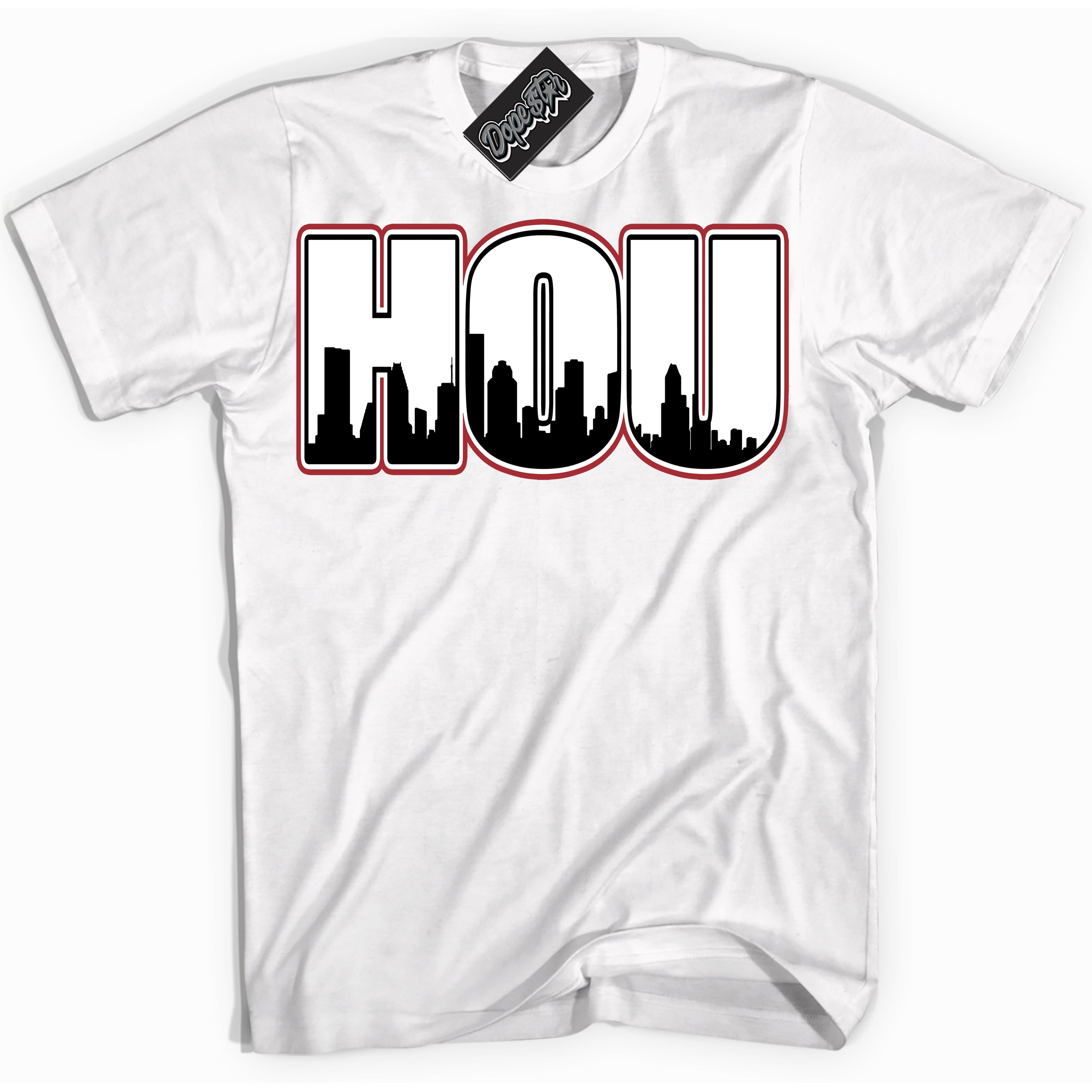 Cool White Shirt with “ Houston” design that perfectly matches Taxi Flip 12s Sneakers.