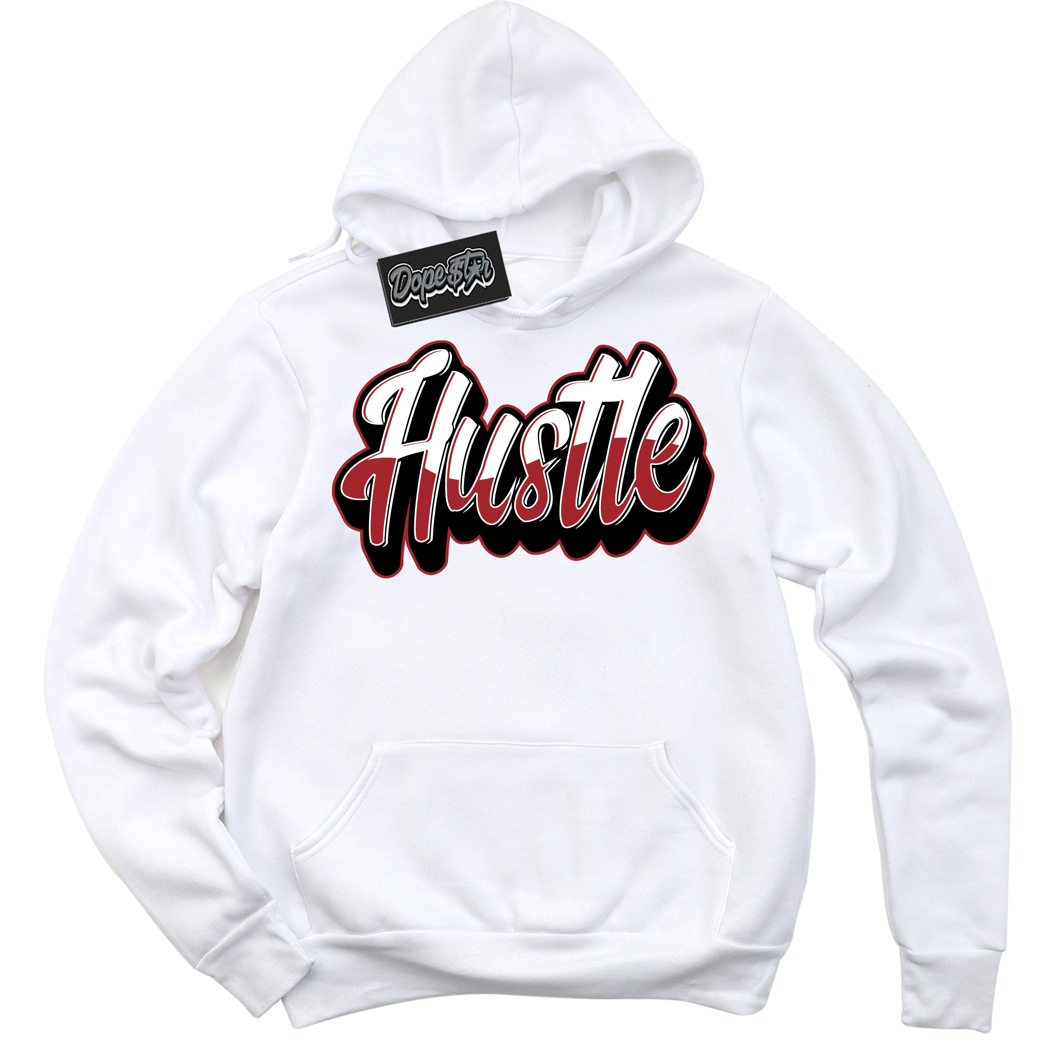 Cool White Hoodie with “ Hustle ”  design that Perfectly Matches Taxi Flip 12s Sneakers.