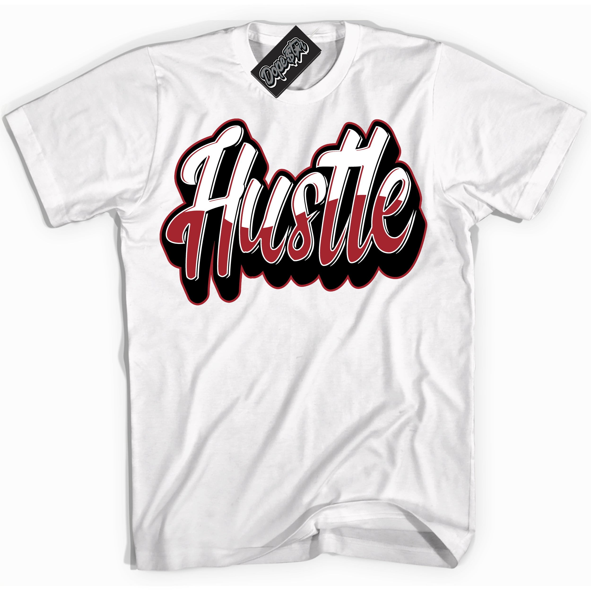 Cool White Shirt with “ Hustle” design that perfectly matches Taxi Flip 12s Sneakers.