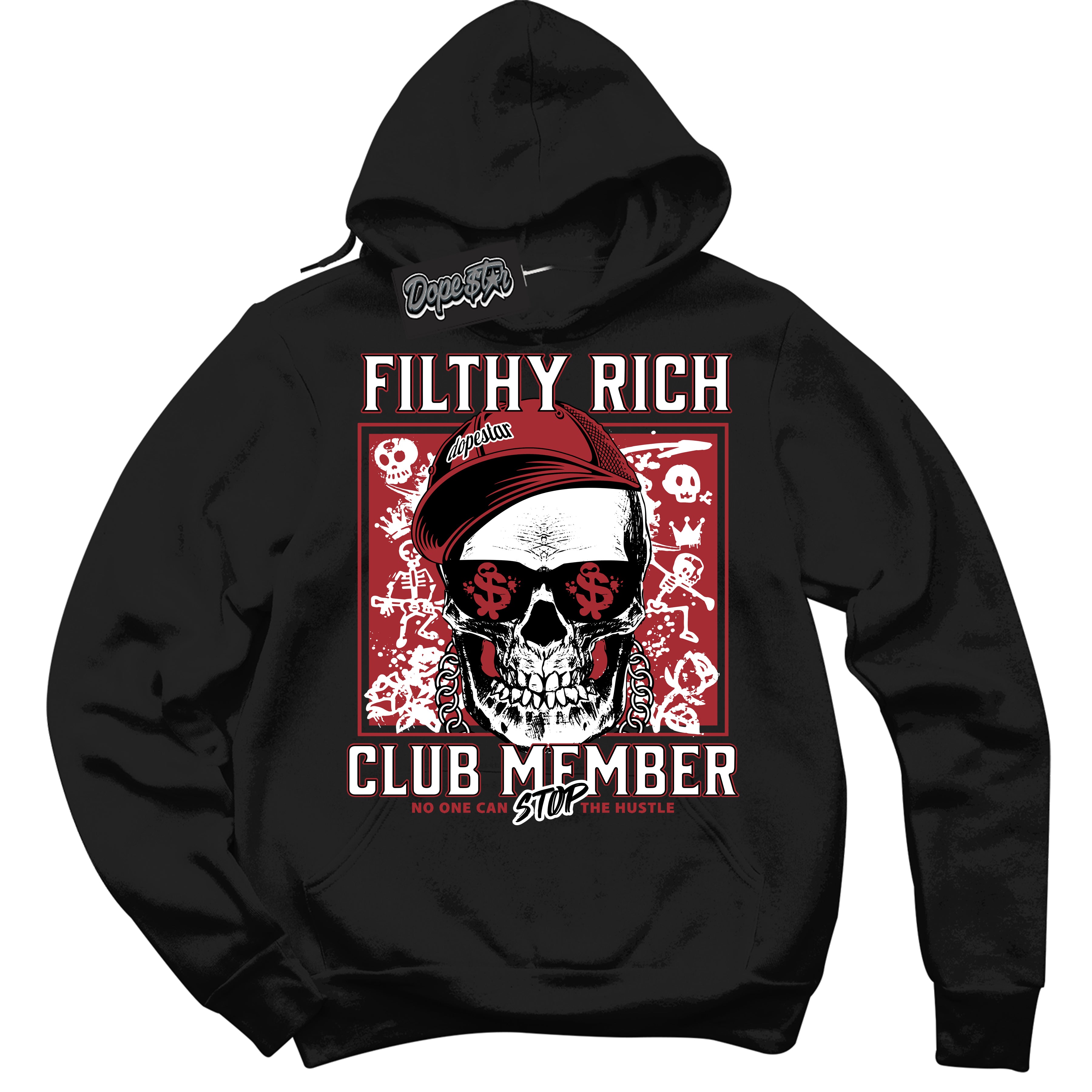 Cool Black Hoodie with “ Filthy Rich ”  design that Perfectly Matches Taxi Flip 12s Sneakers.