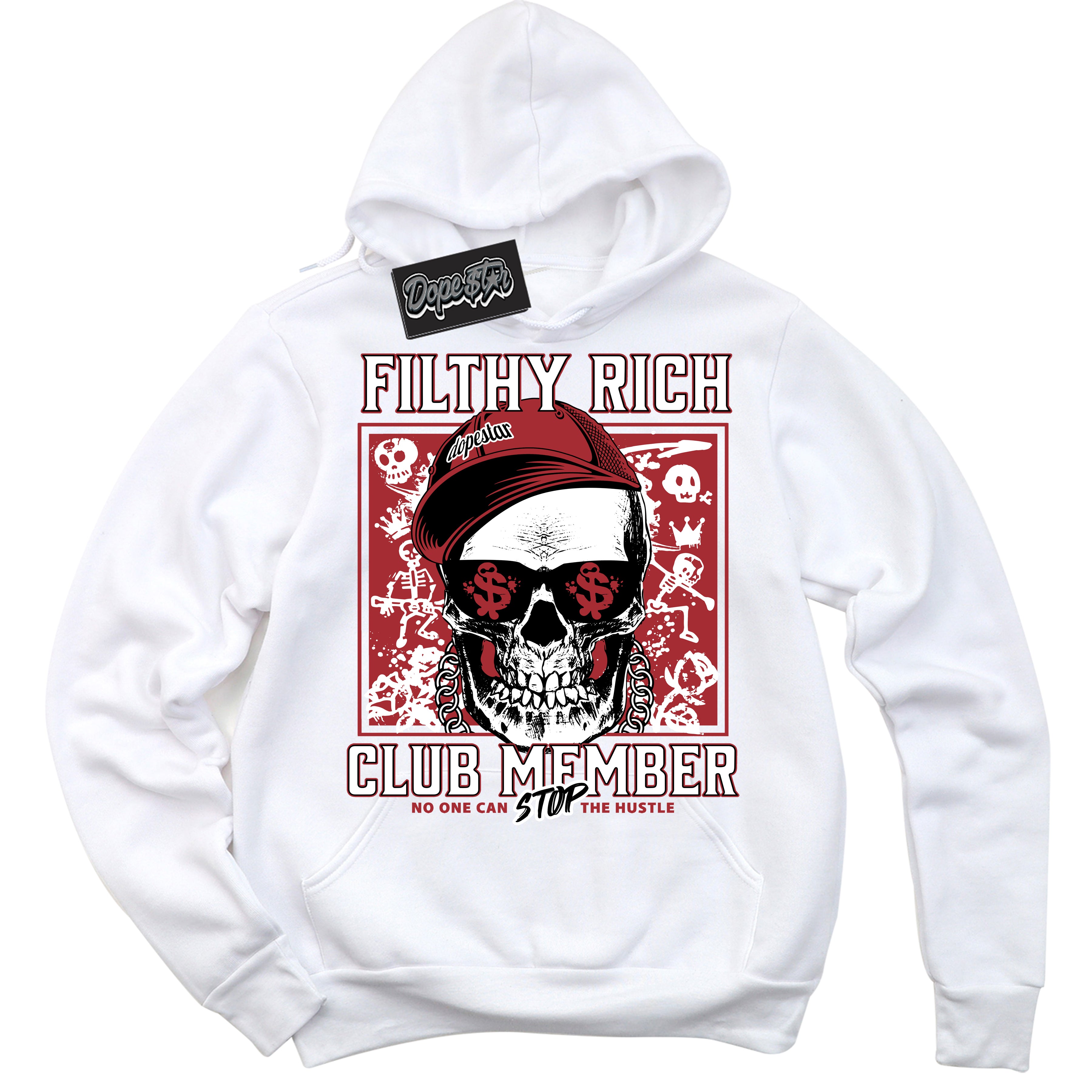 Cool White Hoodie with “ Filthy Rich ”  design that Perfectly Matches Taxi Flip 12s Sneakers.