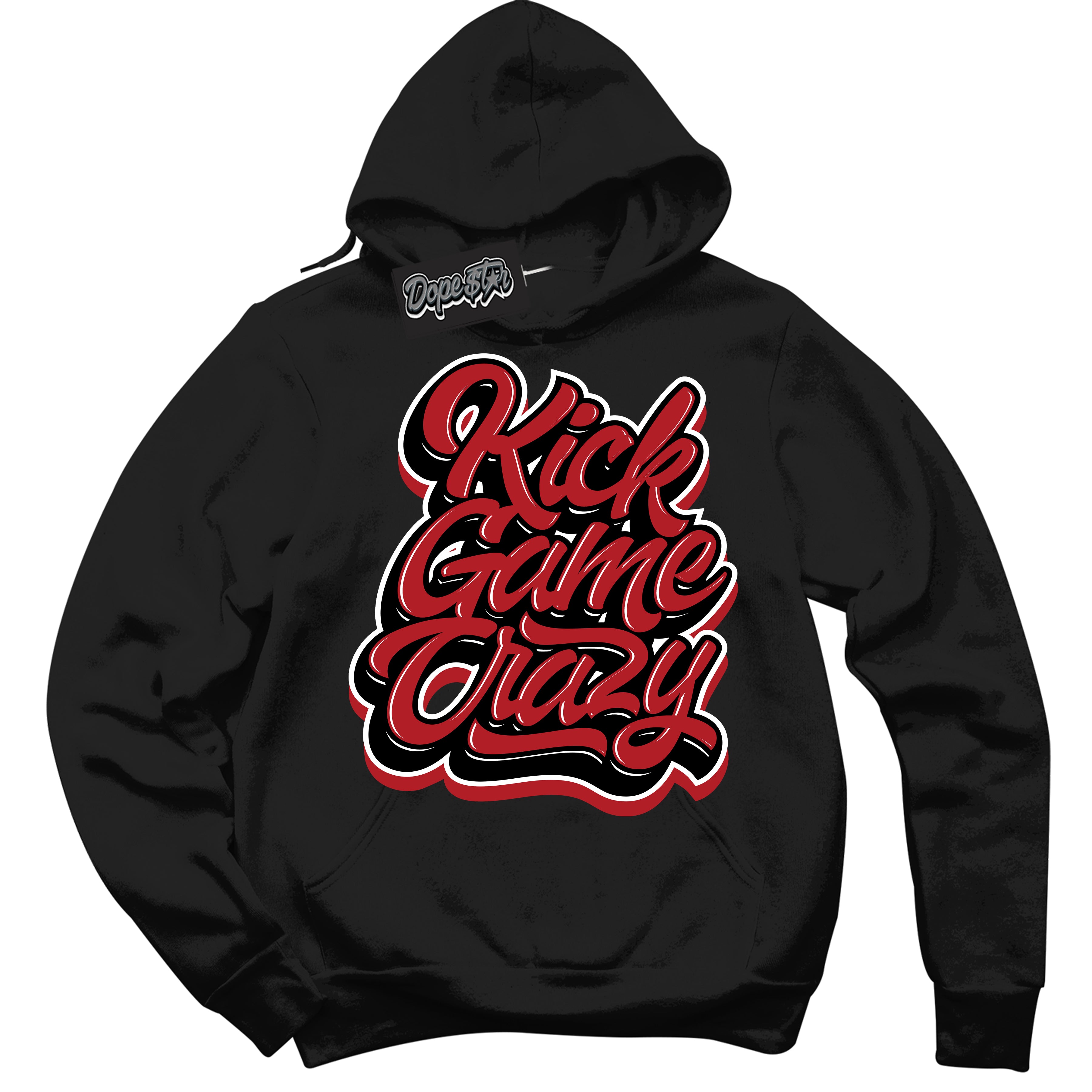 Cool Black Hoodie with “ Kick Game Crazy ”  design that Perfectly Matches Taxi Flip 12s Sneakers.