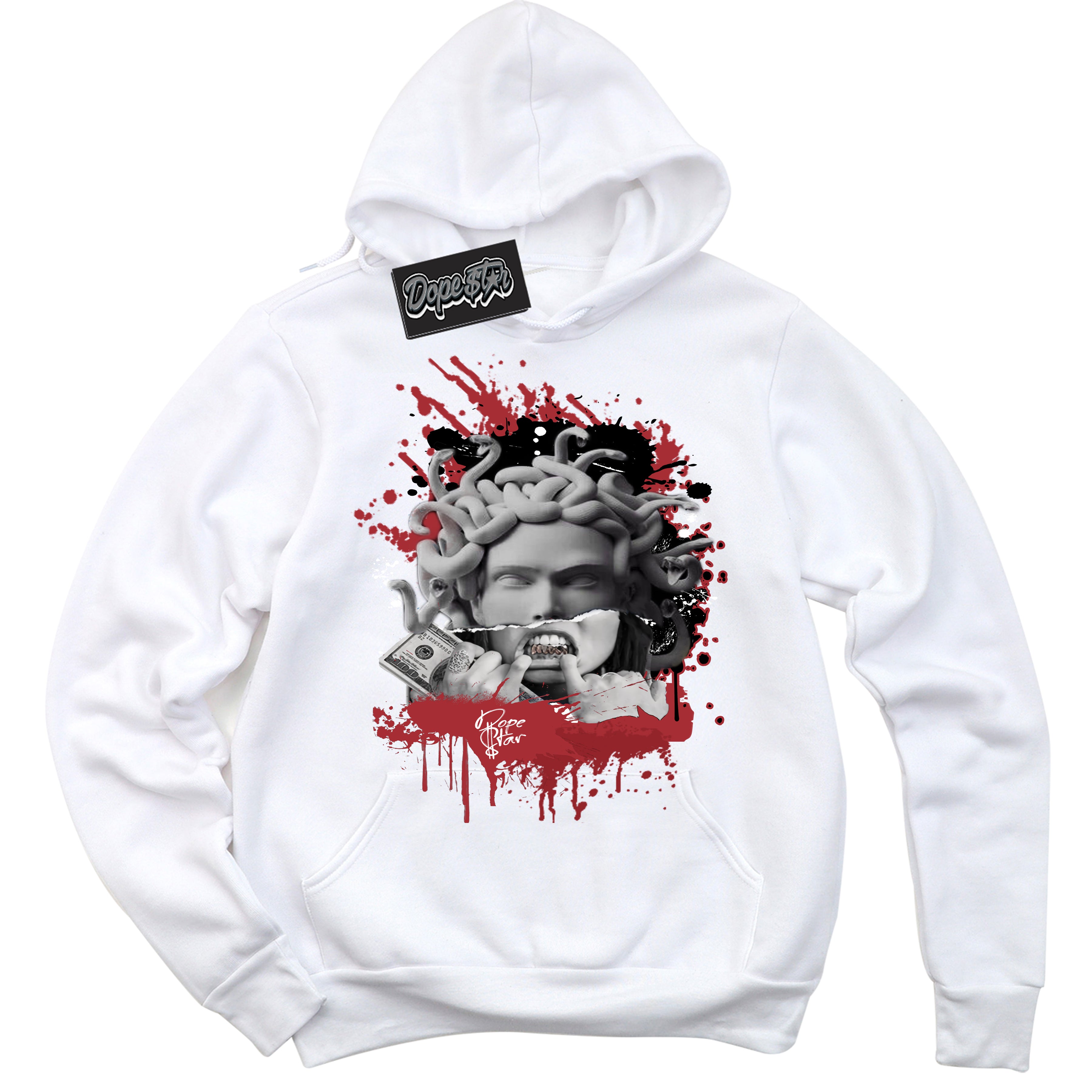 Cool White Hoodie with “ Medusa ”  design that Perfectly Matches Taxi Flip 12s Sneakers.