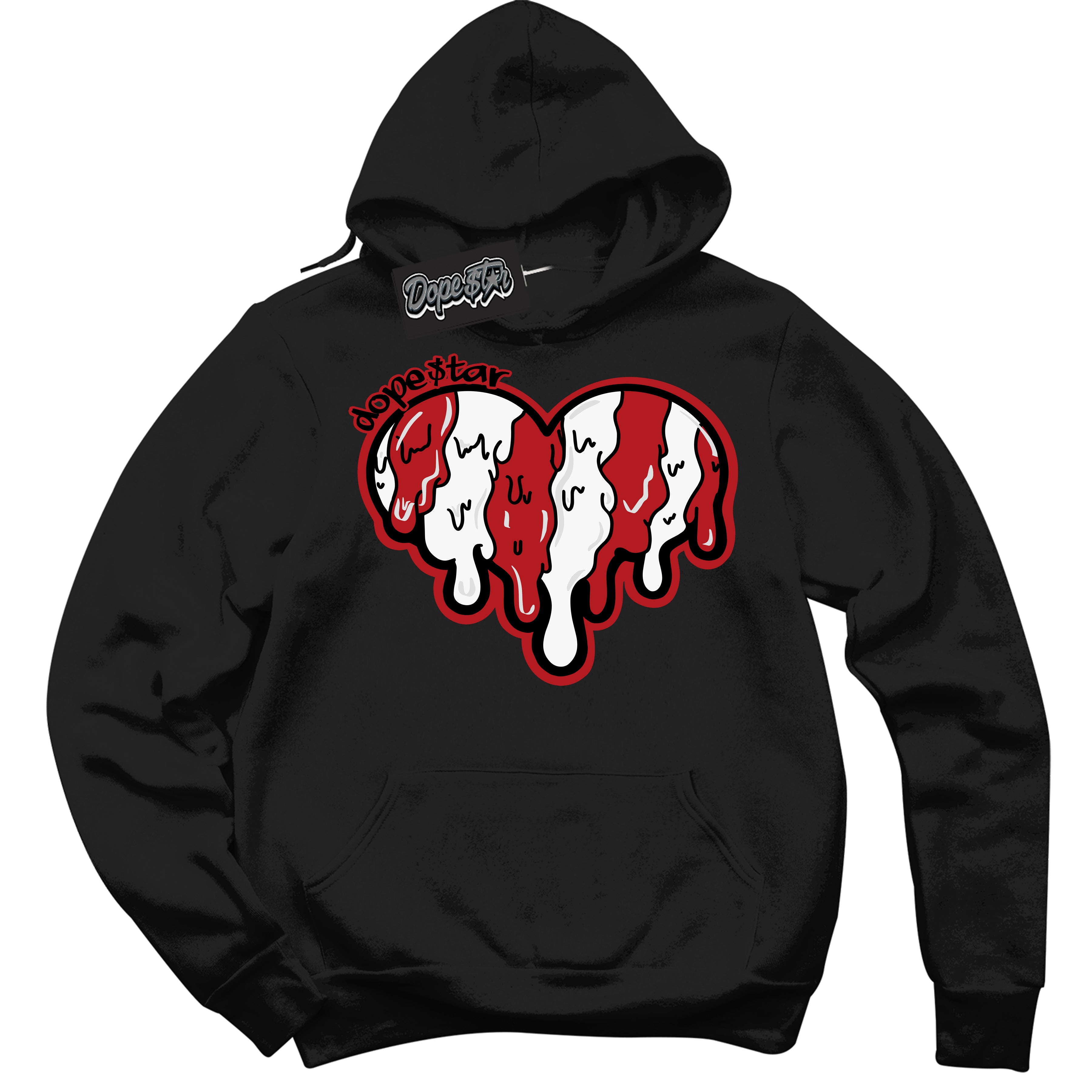 Cool Black Hoodie with “ Melting Heart ”  design that Perfectly Matches Taxi Flip 12s Sneakers.