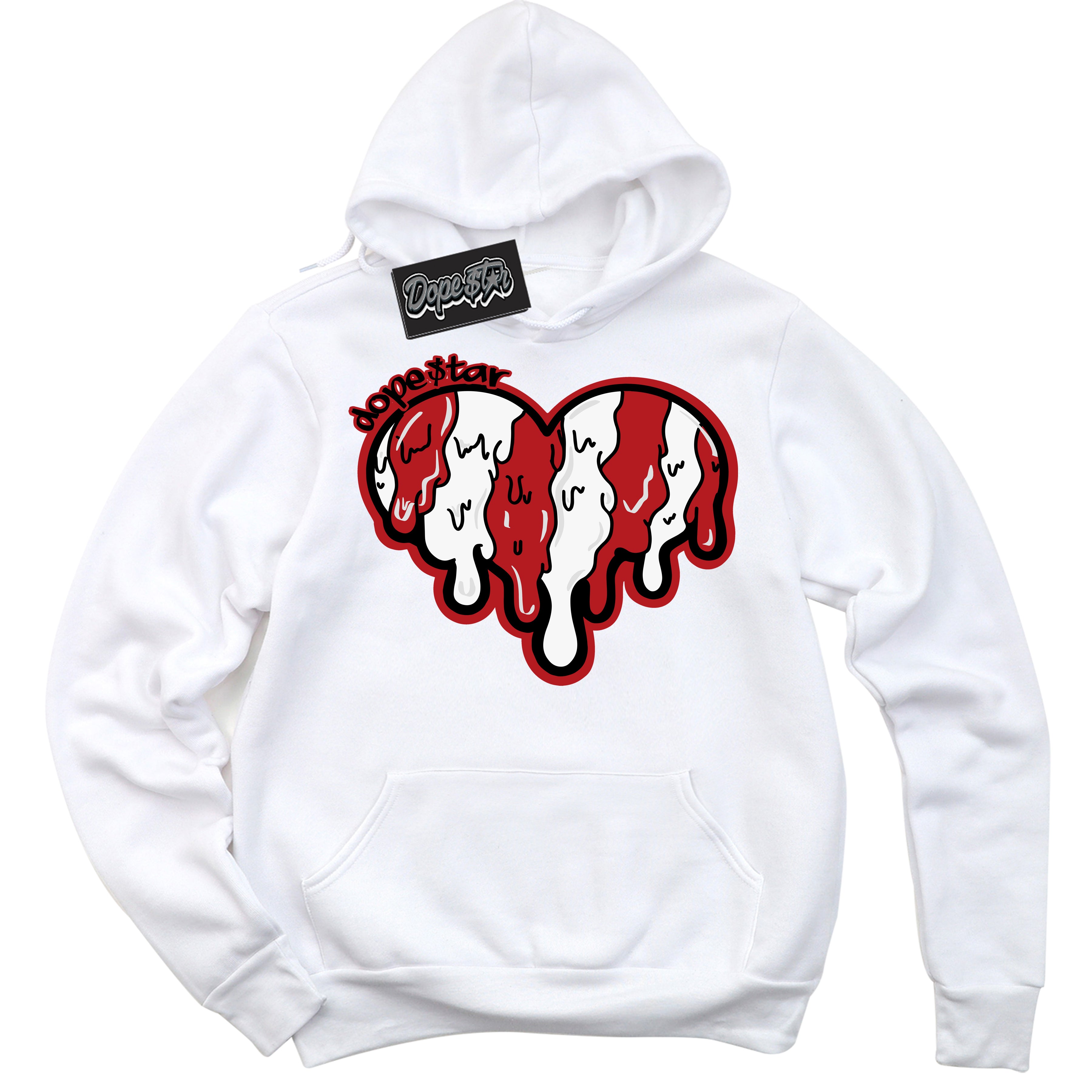 Cool White Hoodie with “ Melting Heart ”  design that Perfectly Matches Taxi Flip 12s Sneakers.