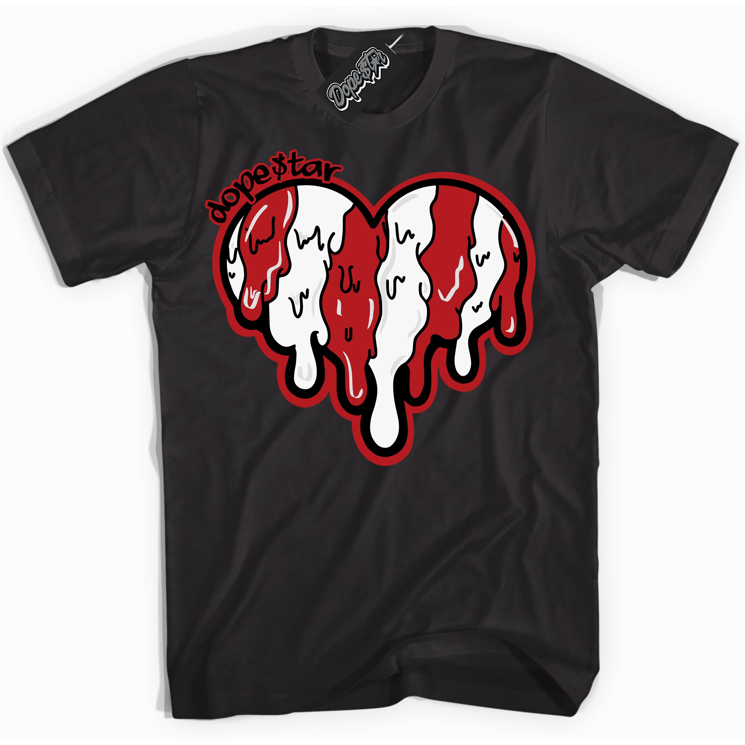 Cool Black Shirt with “ Melting Heart” design that perfectly matches Taxi Flip 12s Sneakers.