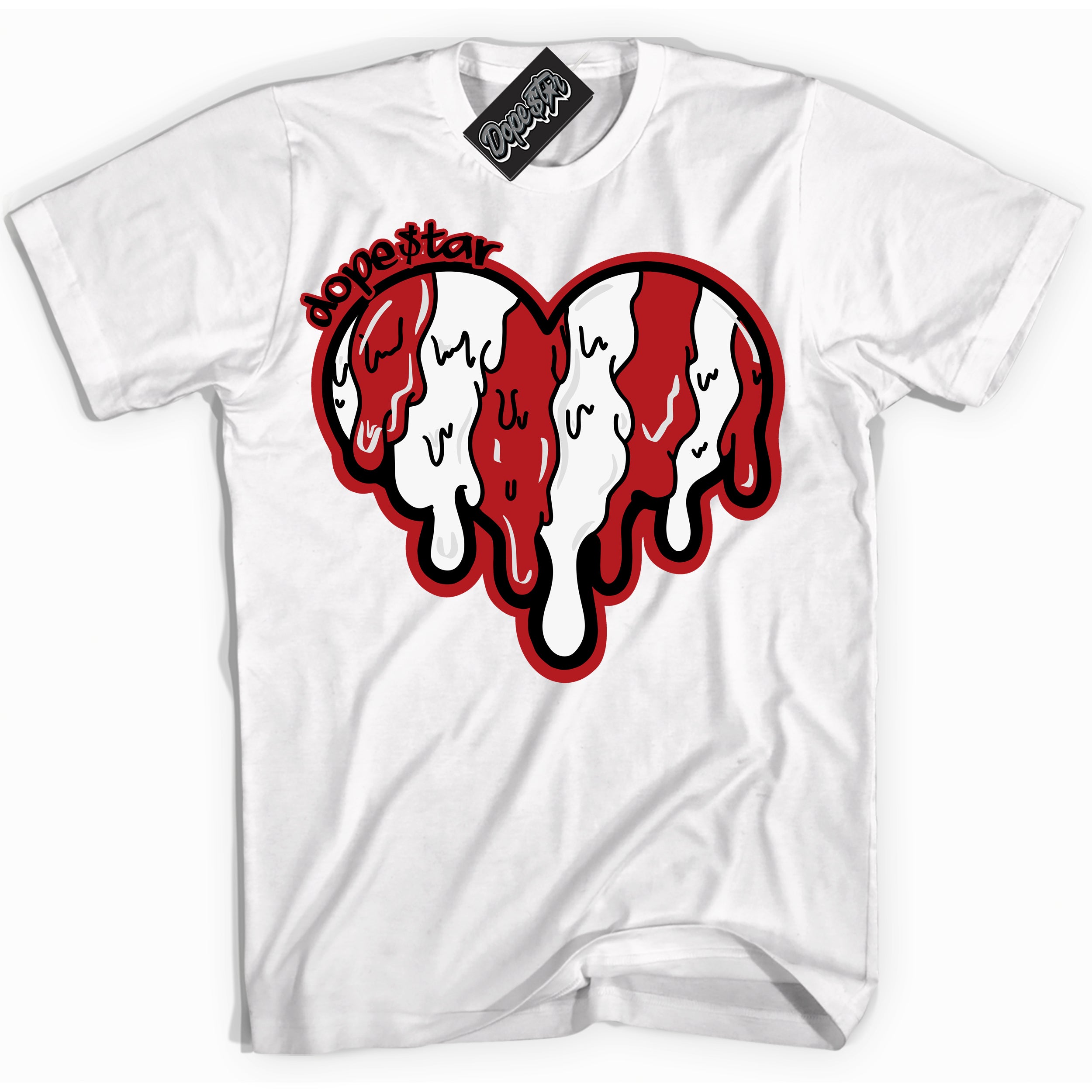 Cool White Shirt with “ Melting Heart” design that perfectly matches Taxi Flip 12s Sneakers.