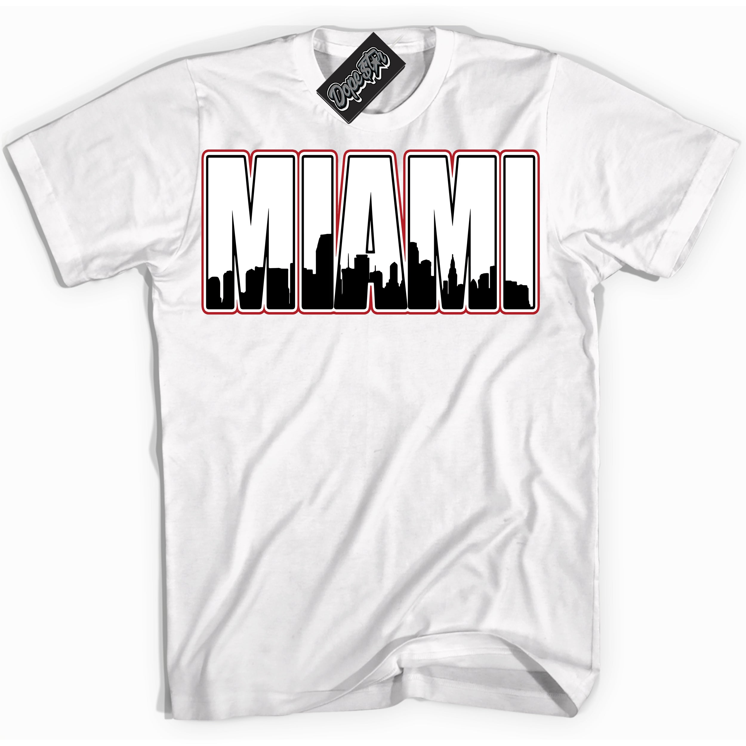 Cool White Shirt with “ Miami” design that perfectly matches Taxi Flip 12s Sneakers.