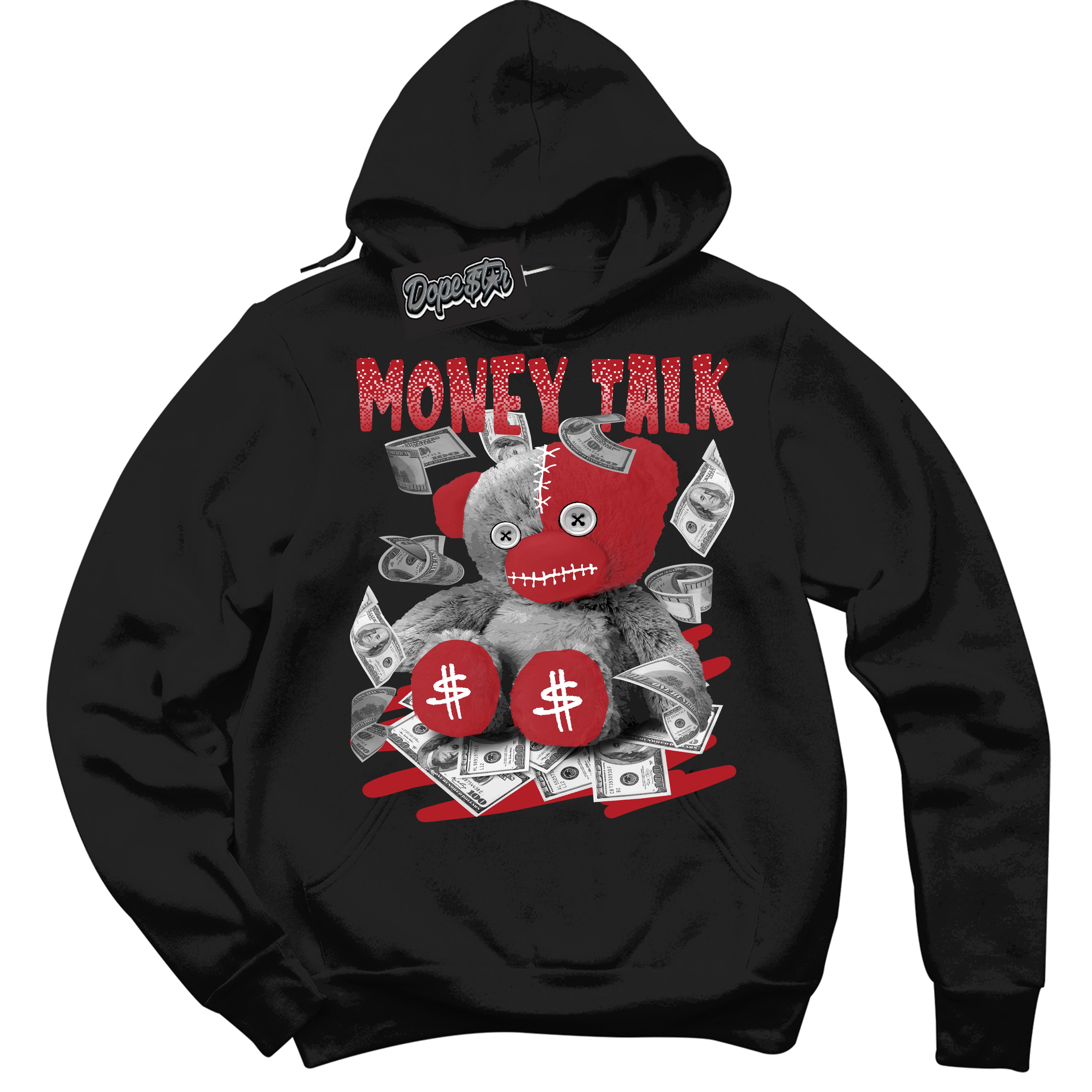 Cool Black Hoodie with “ Money Talk Bear ”  design that Perfectly Matches Taxi Flip 12s Sneakers.