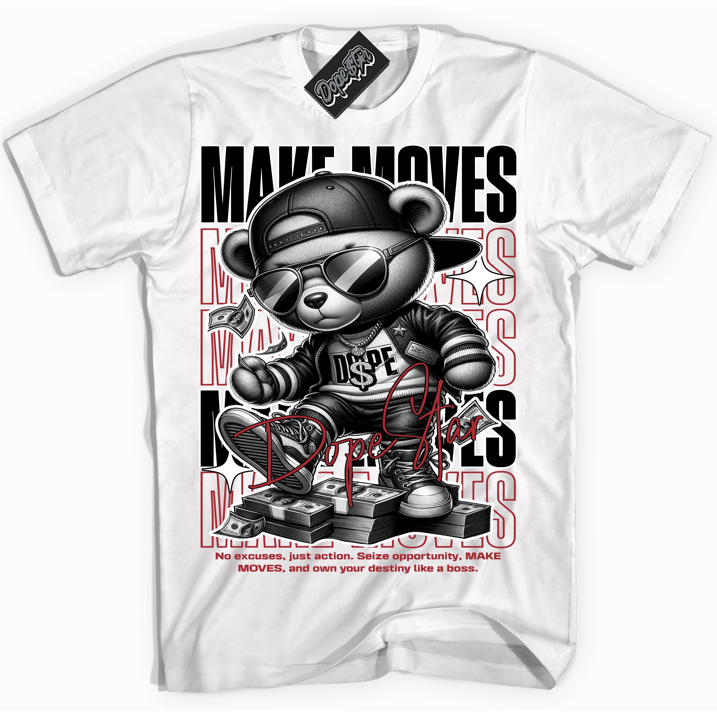 Cool White Shirt with “ Makin Moves” design that perfectly matches Taxi Flip 12s Sneakers.