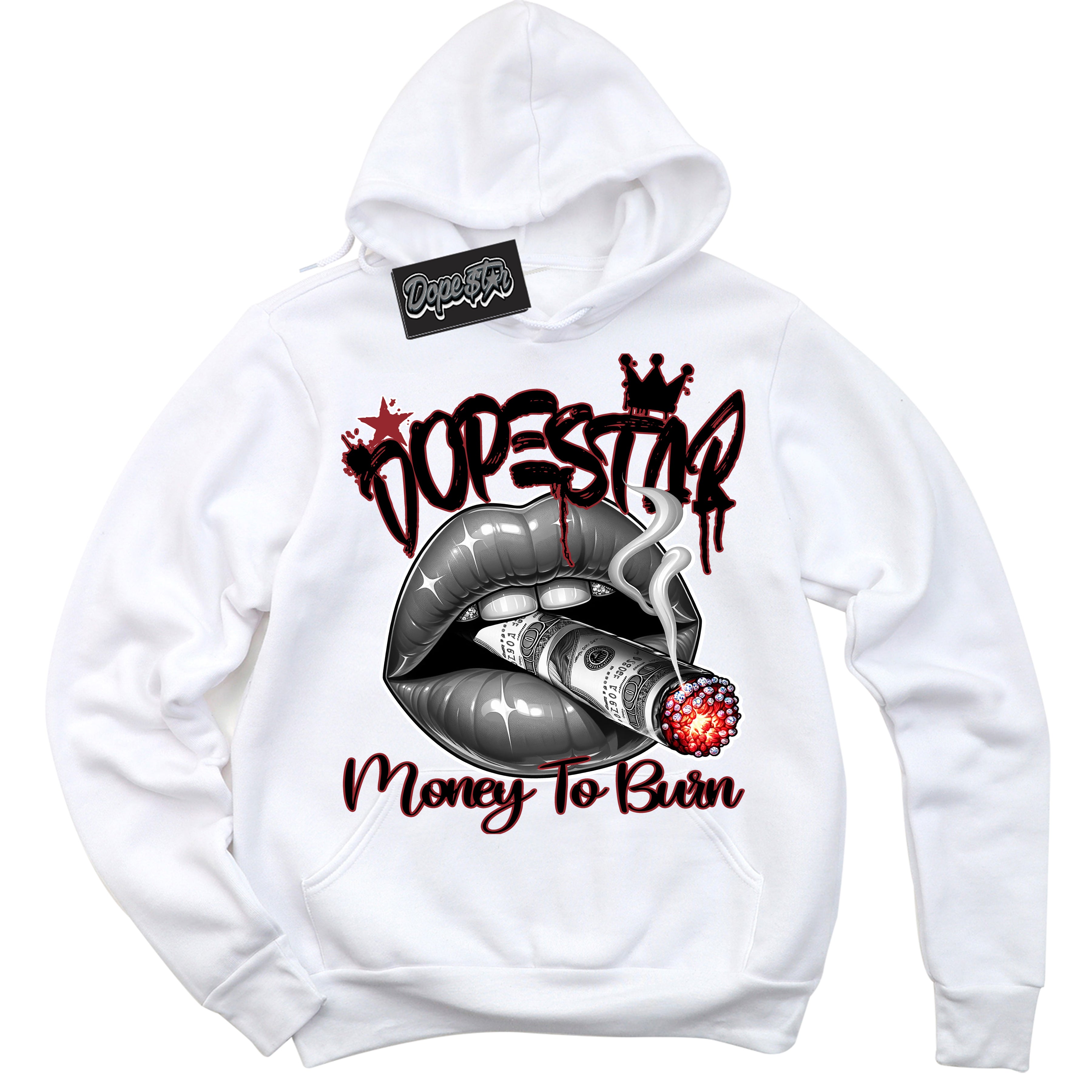 Cool White Hoodie with “ Money To Burn ”  design that Perfectly Matches Taxi Flip 12s Sneakers.