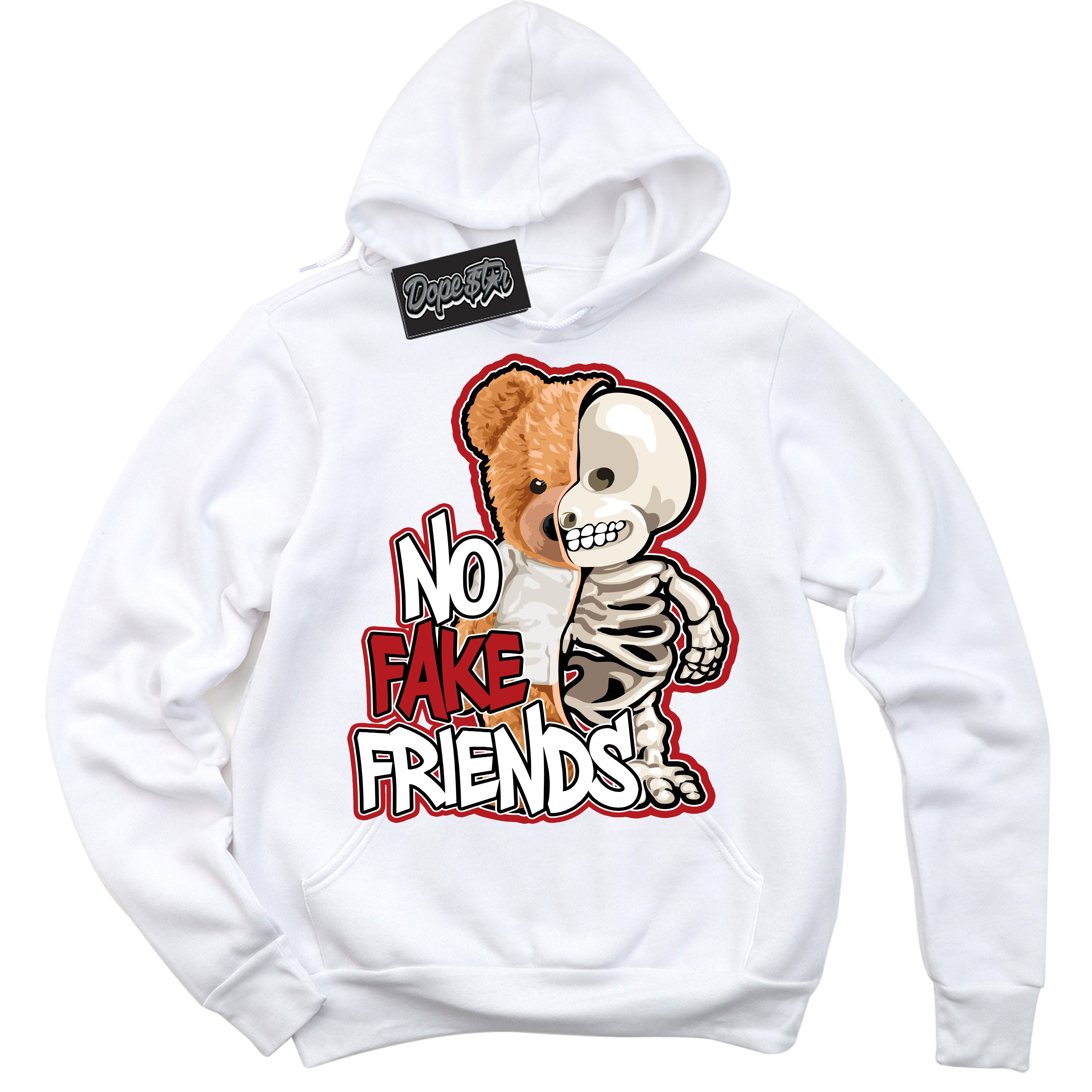 Cool White Hoodie with “ No Fake Friends ”  design that Perfectly Matches Taxi Flip 12s Sneakers.