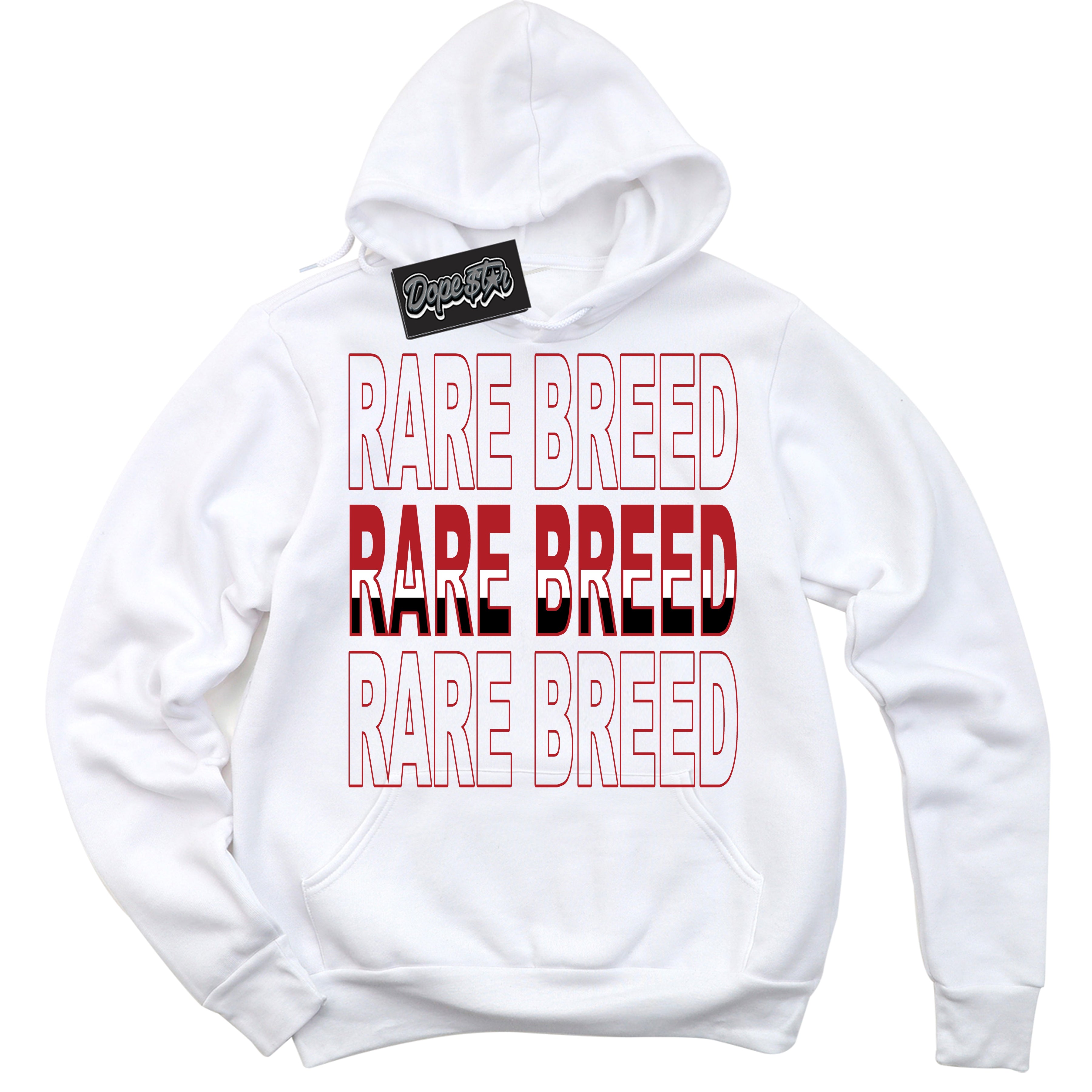 Cool White Hoodie with “ Rare Breed ”  design that Perfectly Matches Taxi Flip 12s Sneakers.