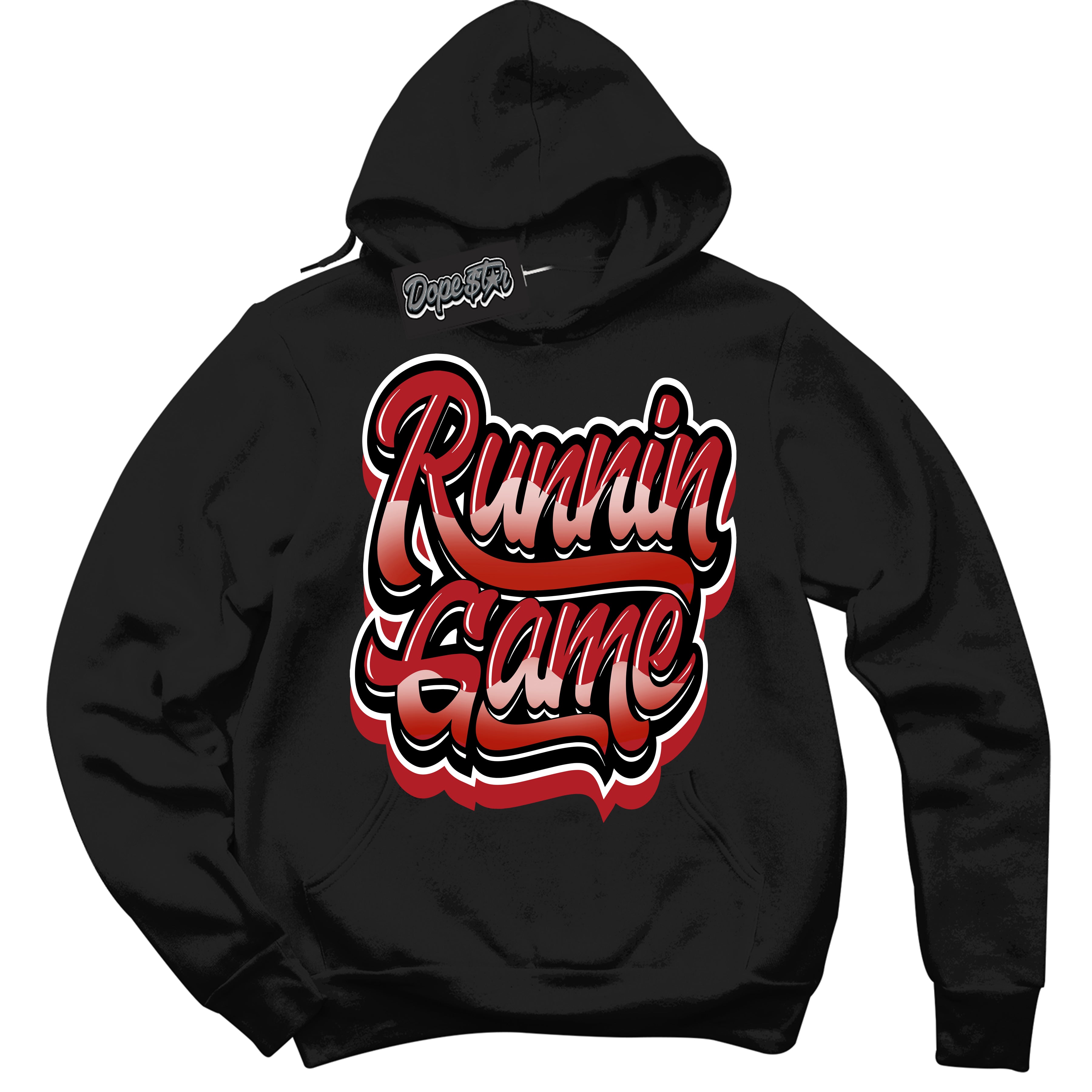 Cool Black Hoodie with “ Running Game ”  design that Perfectly Matches Taxi Flip 12s Sneakers.