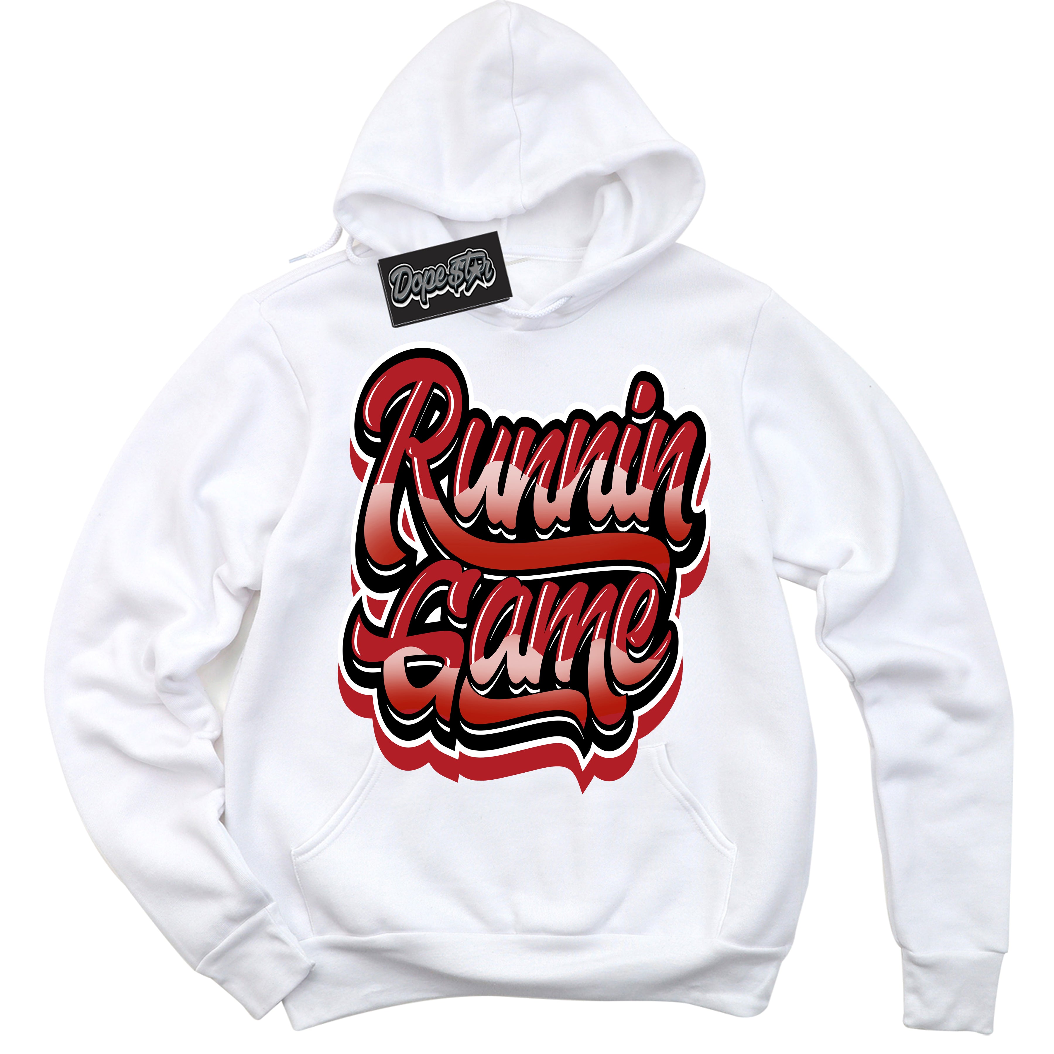 Cool White Hoodie with “ Running Game ”  design that Perfectly Matches Taxi Flip 12s Sneakers.