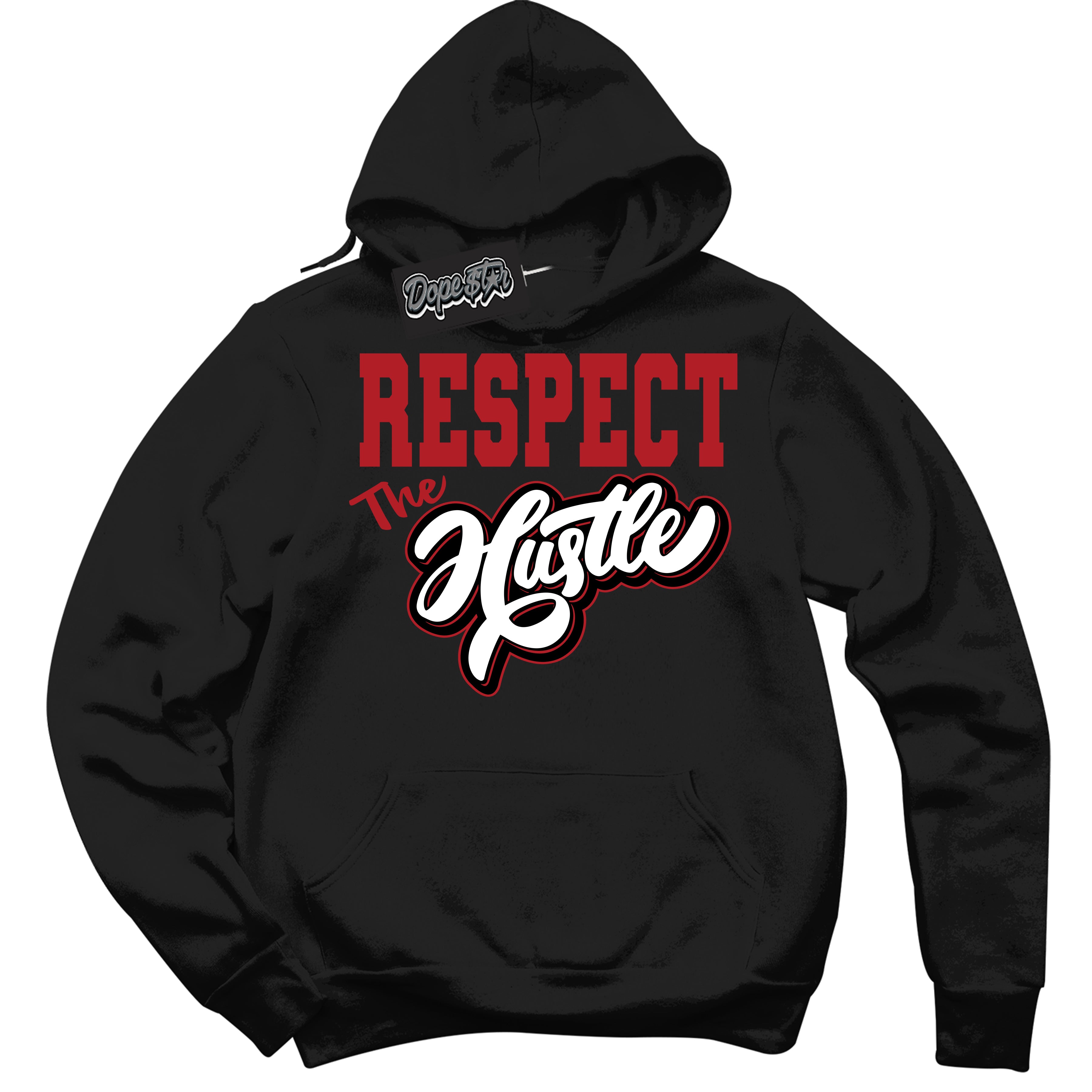 Cool Black Hoodie with “ Respect The Hustle ”  design that Perfectly Matches Taxi Flip 12s Sneakers.