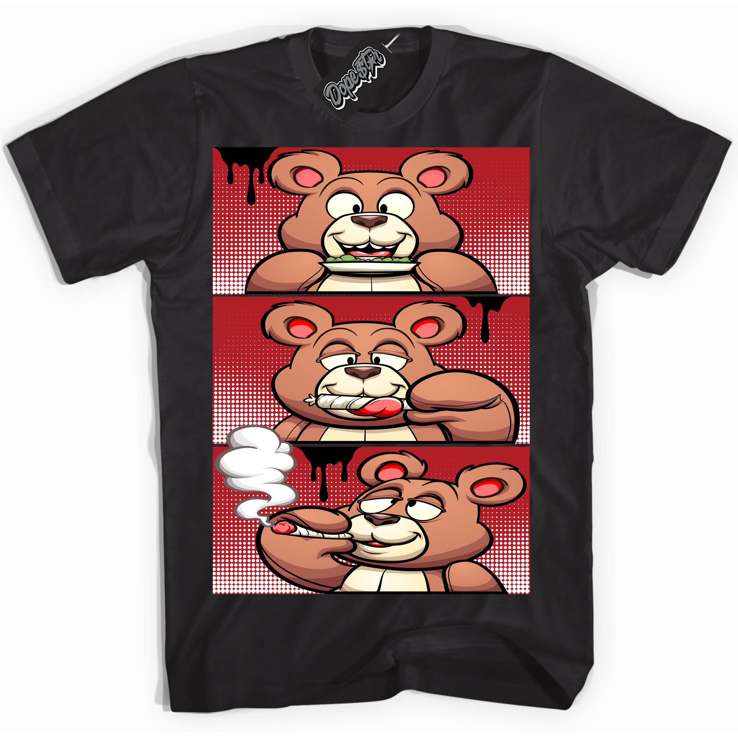 Cool Black Shirt with “ Roll It Lick It Smoke It Bear” design that perfectly matches Taxi Flip 12s Sneakers.