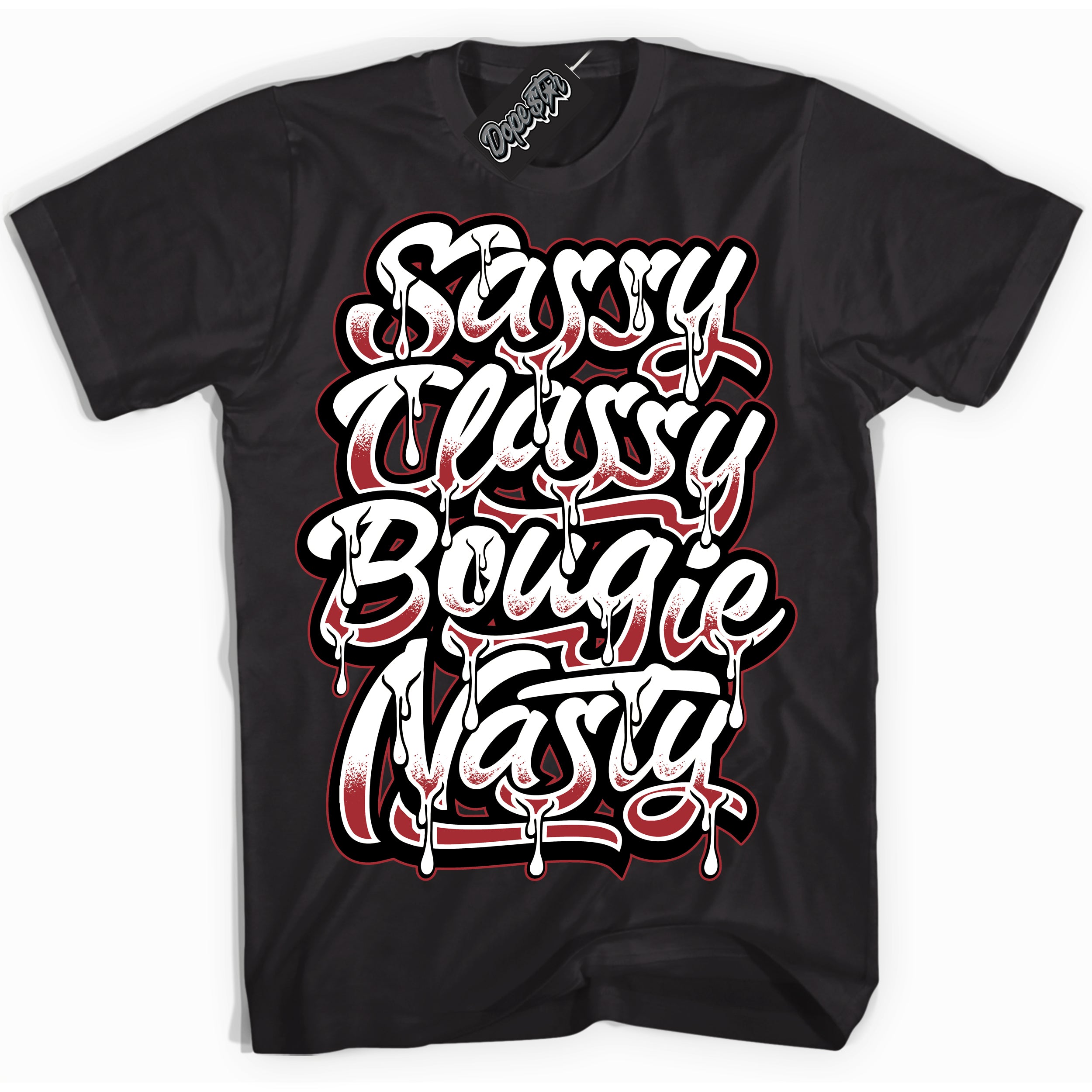 Cool Black Shirt with “ Sassy Classy” design that perfectly matches Taxi Flip 12s Sneakers.