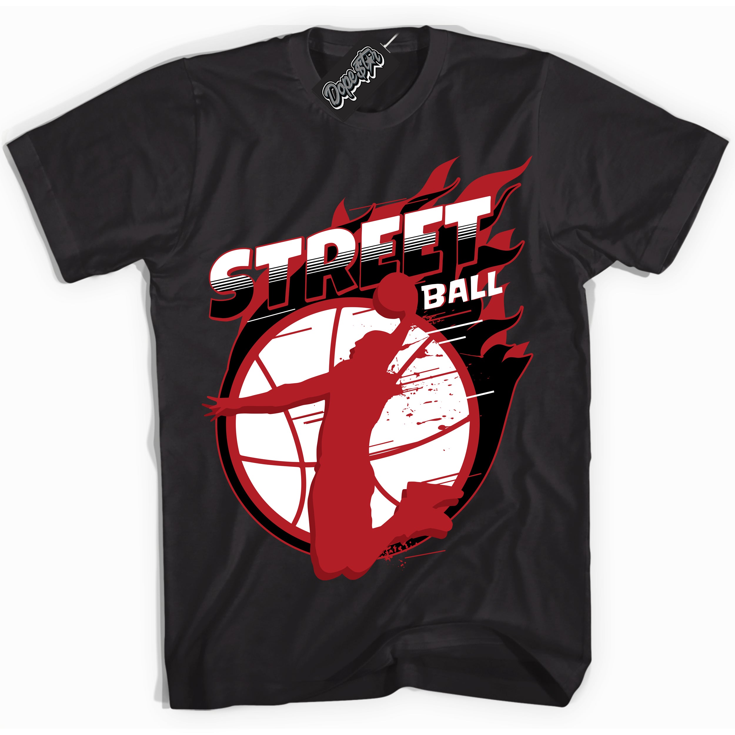 Cool Black Shirt with “ Street Ball” design that perfectly matches Taxi Flip 12s Sneakers.