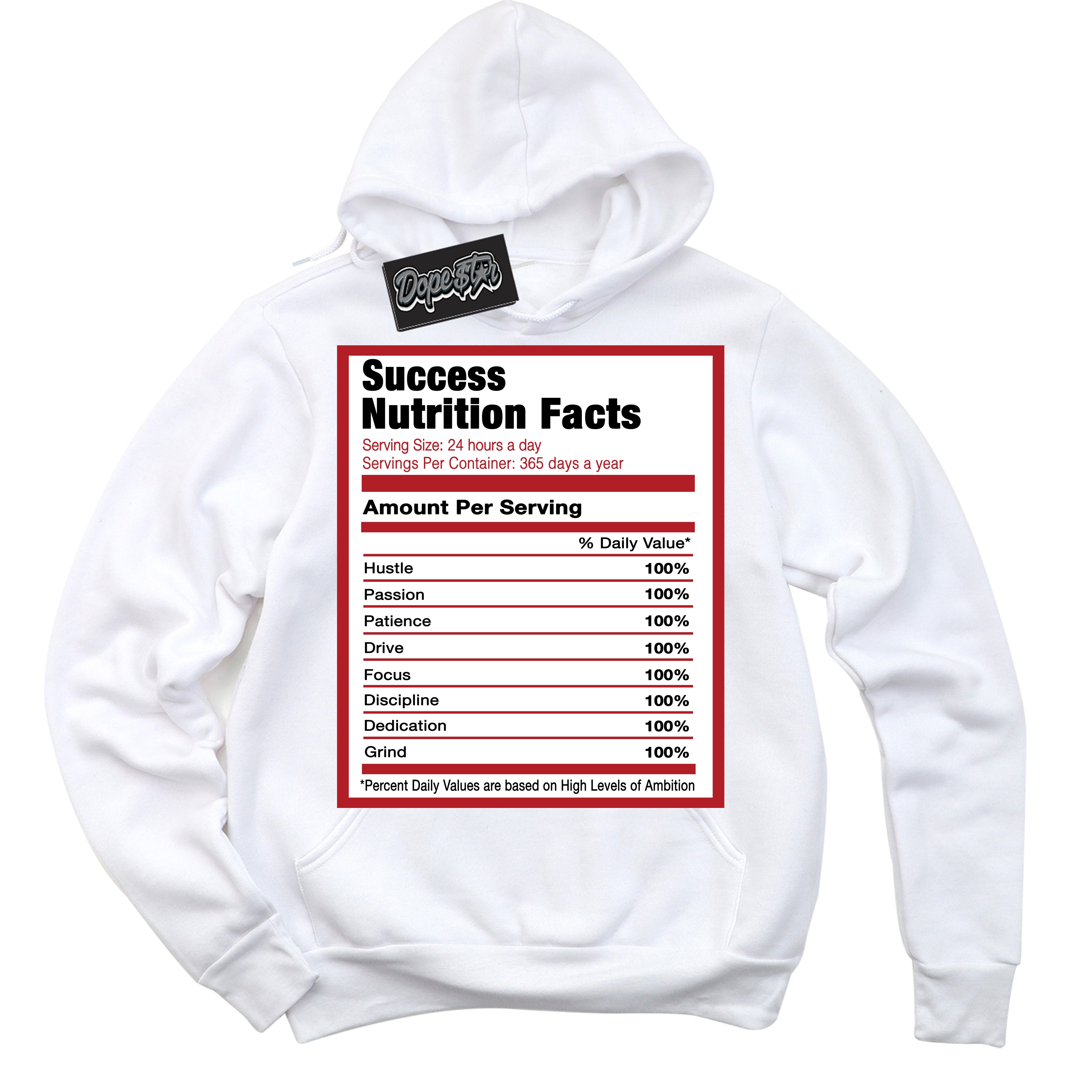 Cool White Hoodie with “ Success Nutrition ”  design that Perfectly Matches Taxi Flip 12s Sneakers.