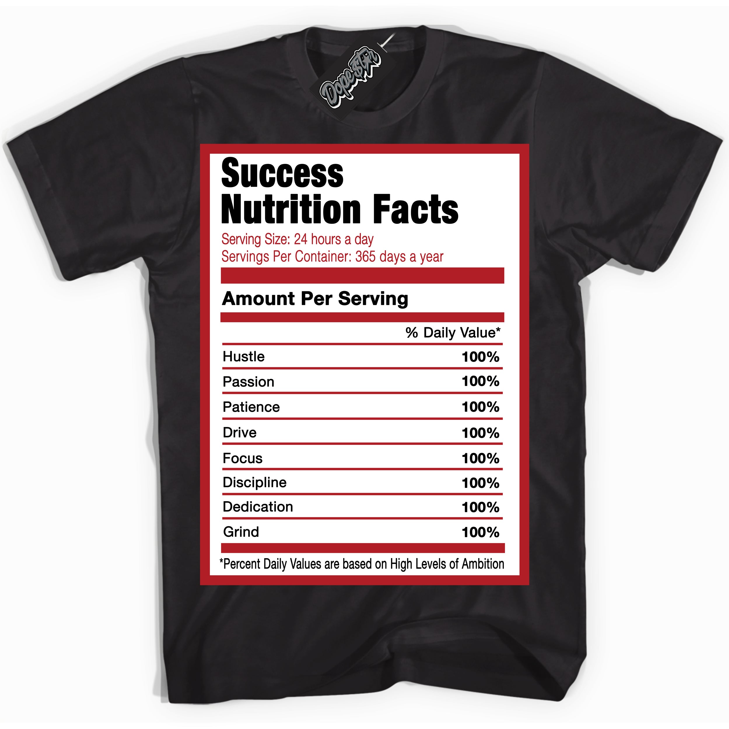 Cool Black Shirt with “ Success Nutrition” design that perfectly matches Taxi Flip 12s Sneakers.