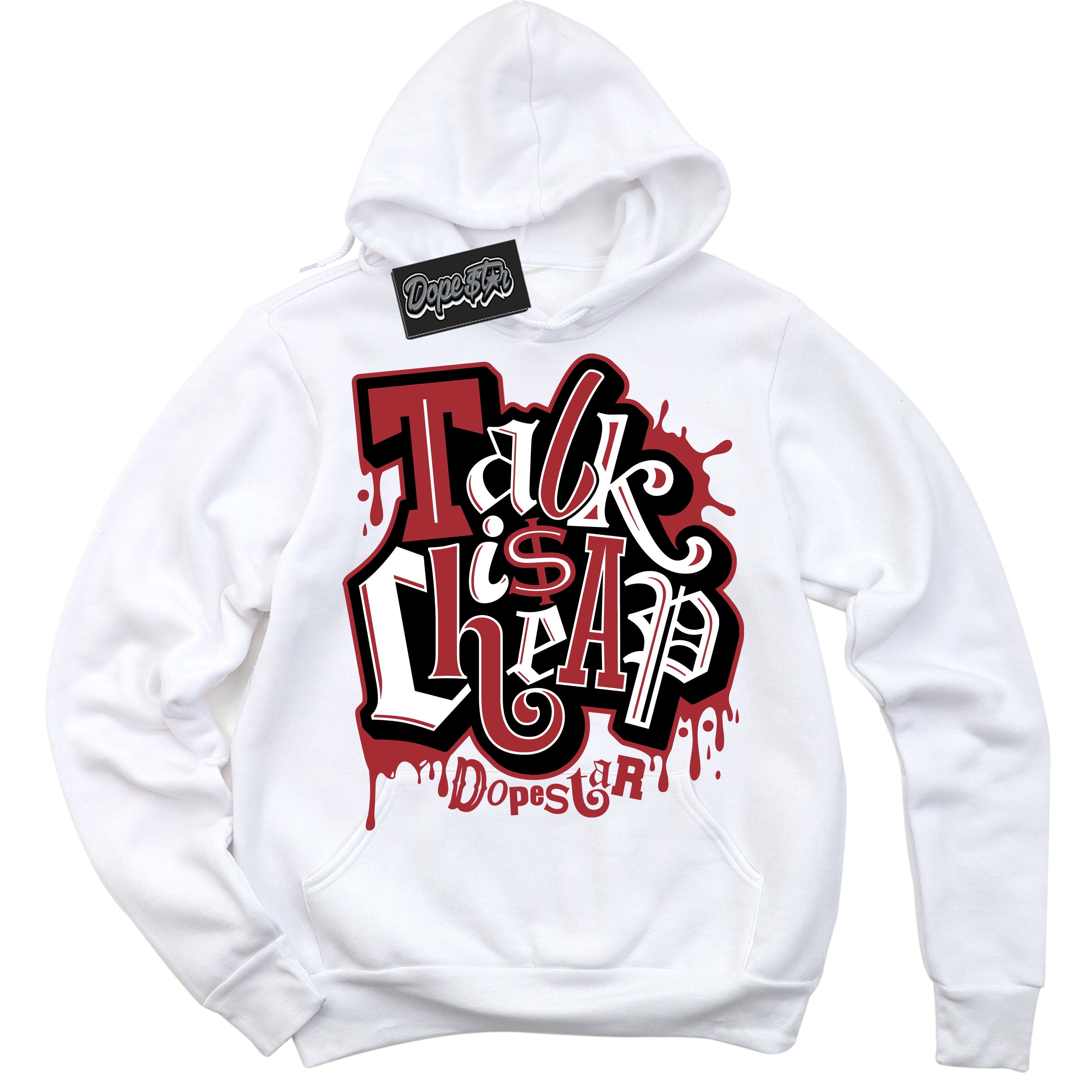 Cool White Hoodie with “ Talk Is Cheap ”  design that Perfectly Matches Taxi Flip 12s Sneakers.