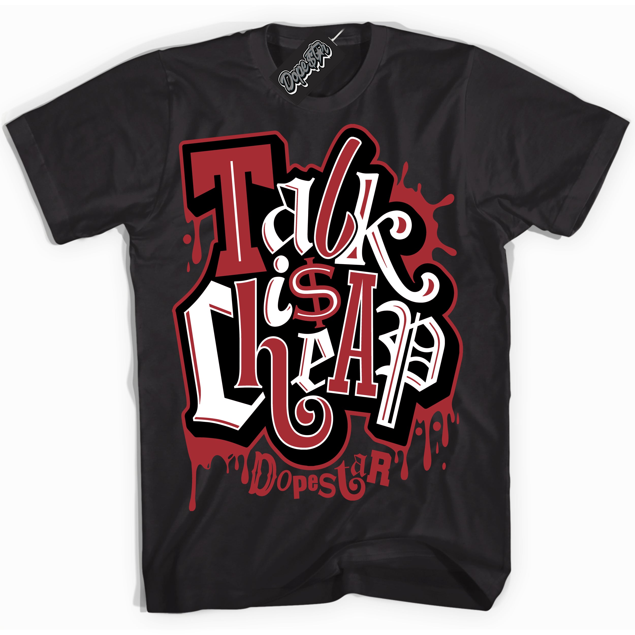 Cool Black Shirt with “ Talk Is Cheap” design that perfectly matches Taxi Flip 12s Sneakers.